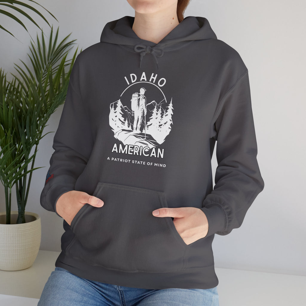 "Idaho American Patriot State of Mind" Hoodie with Sleeve Logo