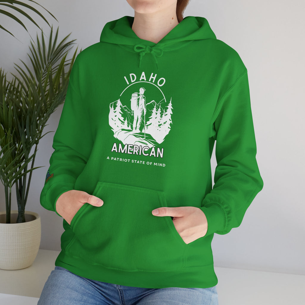 "Idaho American Patriot State of Mind" Hoodie with Sleeve Logo