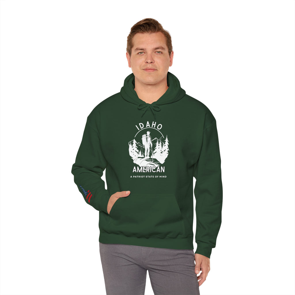 "Idaho American Patriot State of Mind" Hoodie with Sleeve Logo