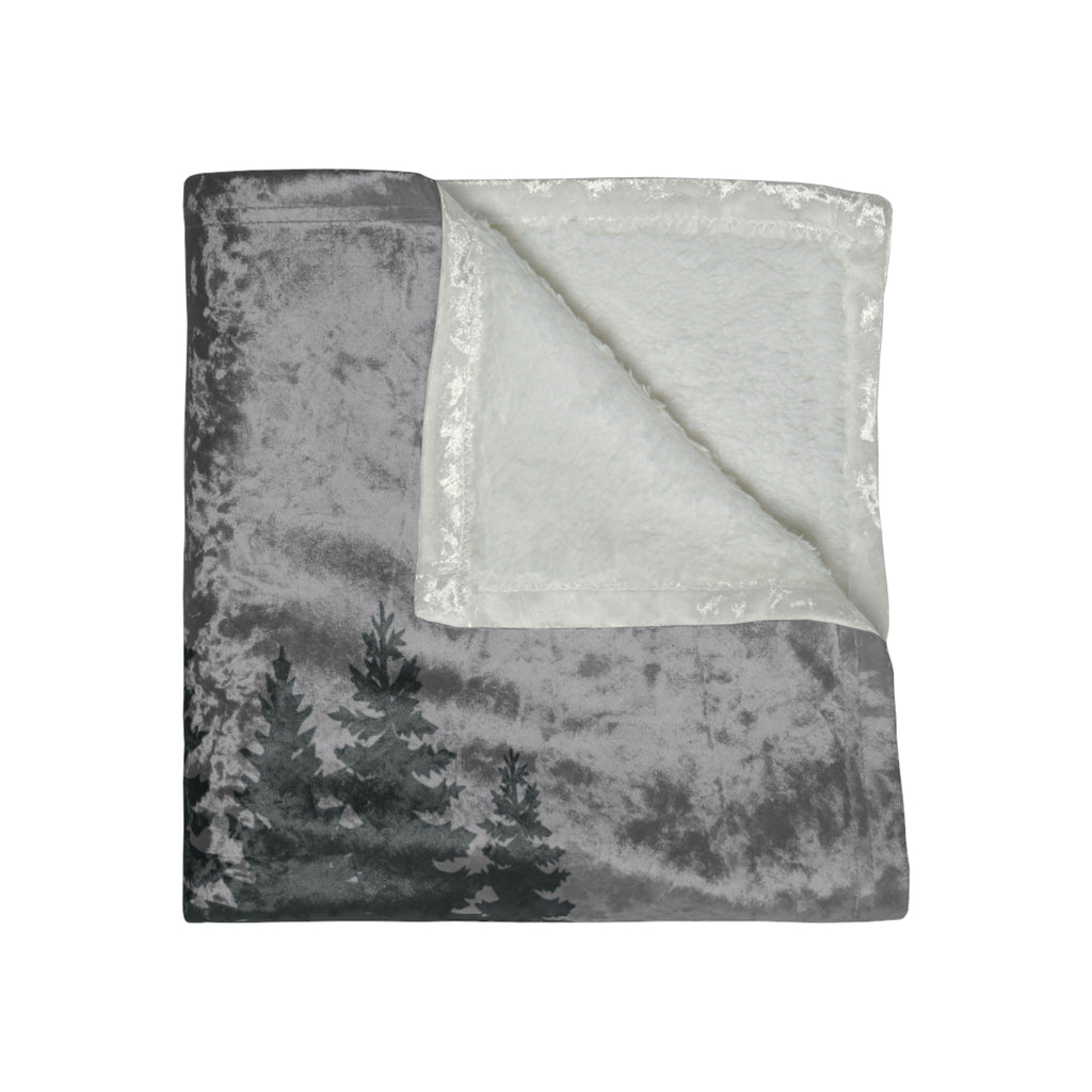 Crushed Velvet Blanket – Idaho Trading Company Pine Tree Throw (Cozy Cabin Rustic Home Decor)