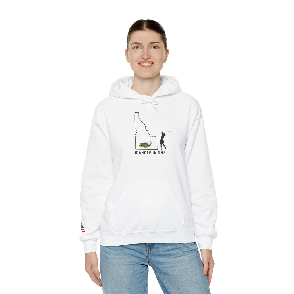 Idahole In One Women's Golf Hoodie With Sleeve Logo