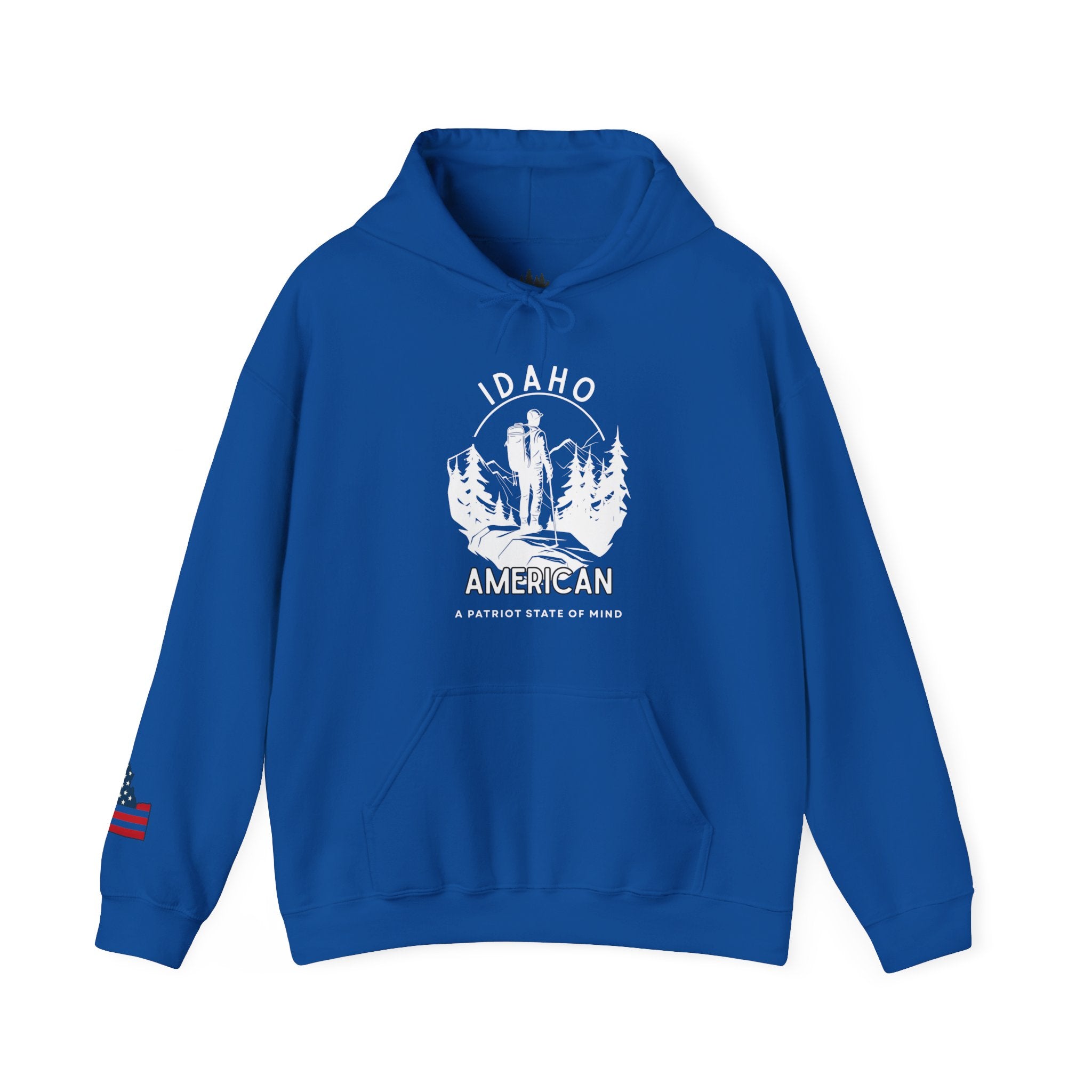 "Idaho American Patriot State of Mind" Hoodie with Sleeve Logo