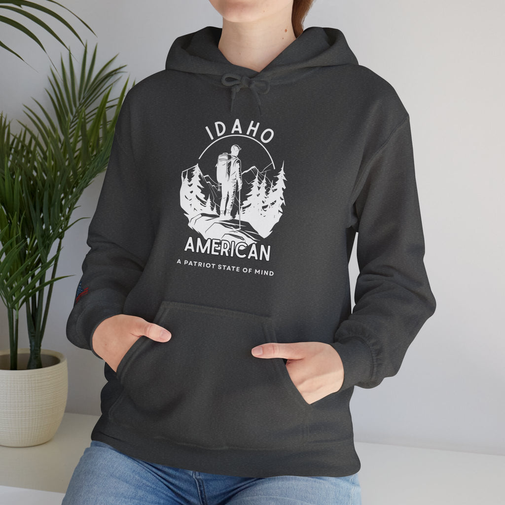 "Idaho American Patriot State of Mind" Hoodie with Sleeve Logo
