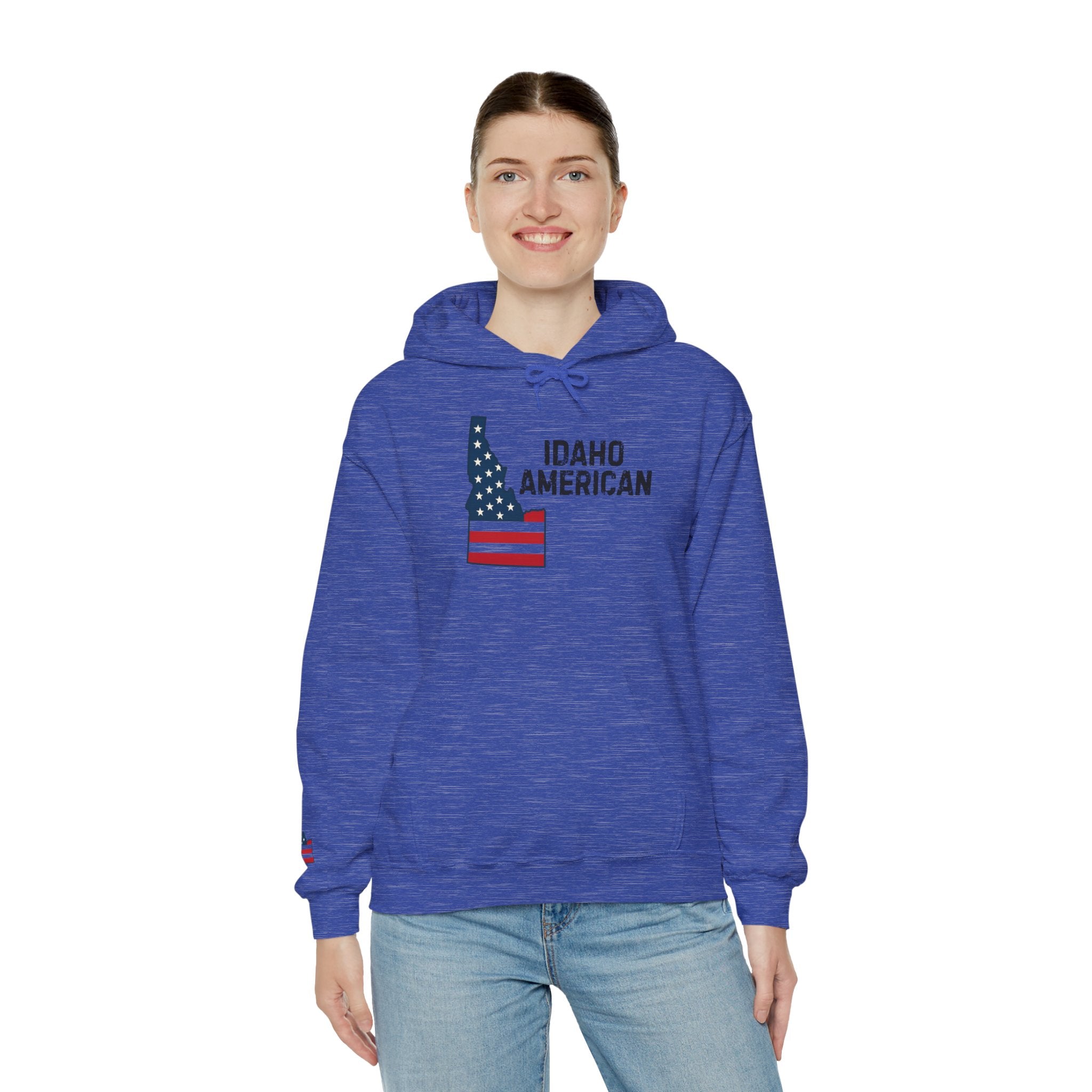 'Idaho American' Hoodie with Sleeve Logo