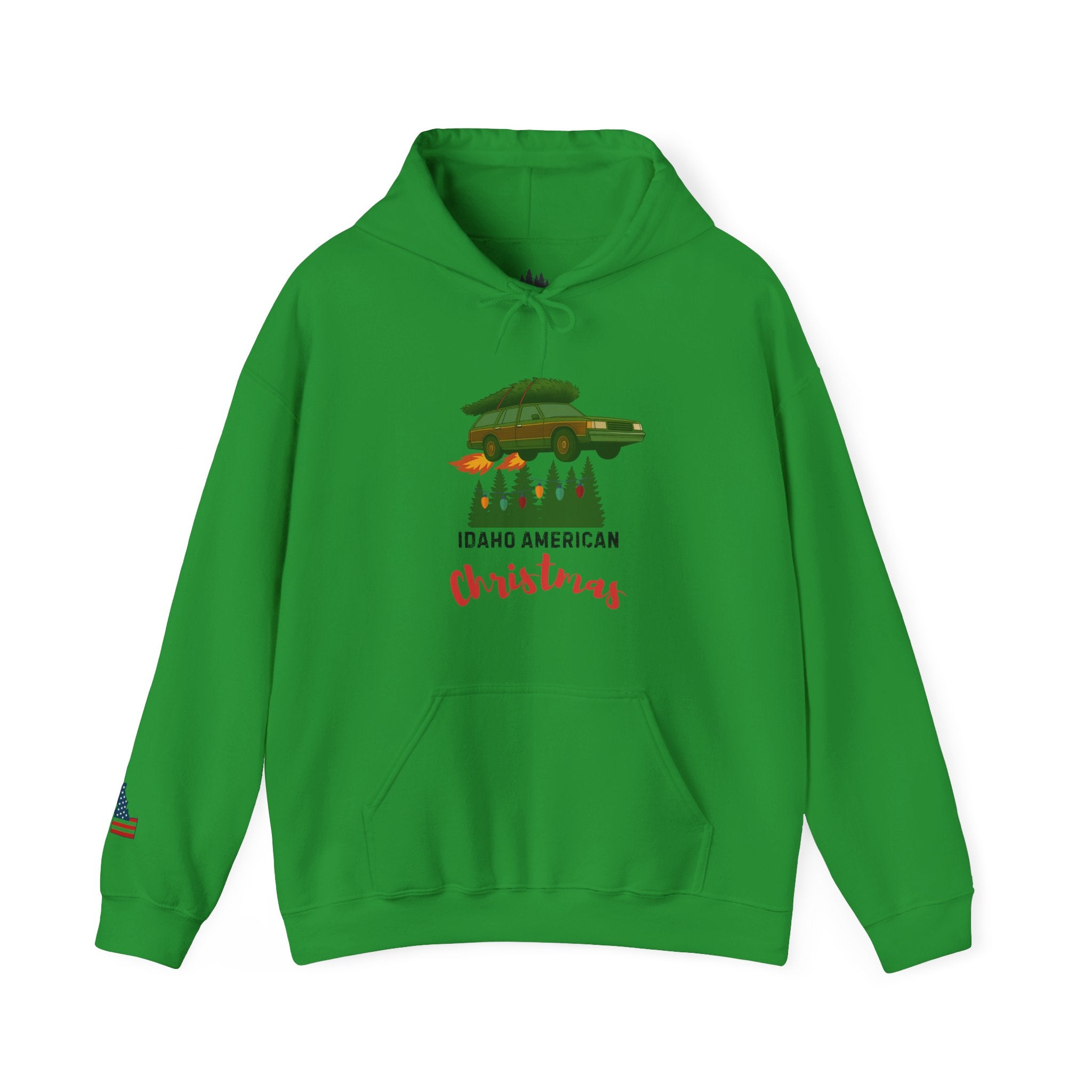 "Idaho American Christmas Holiday Vacation" Hoodie with Sleeve Logo