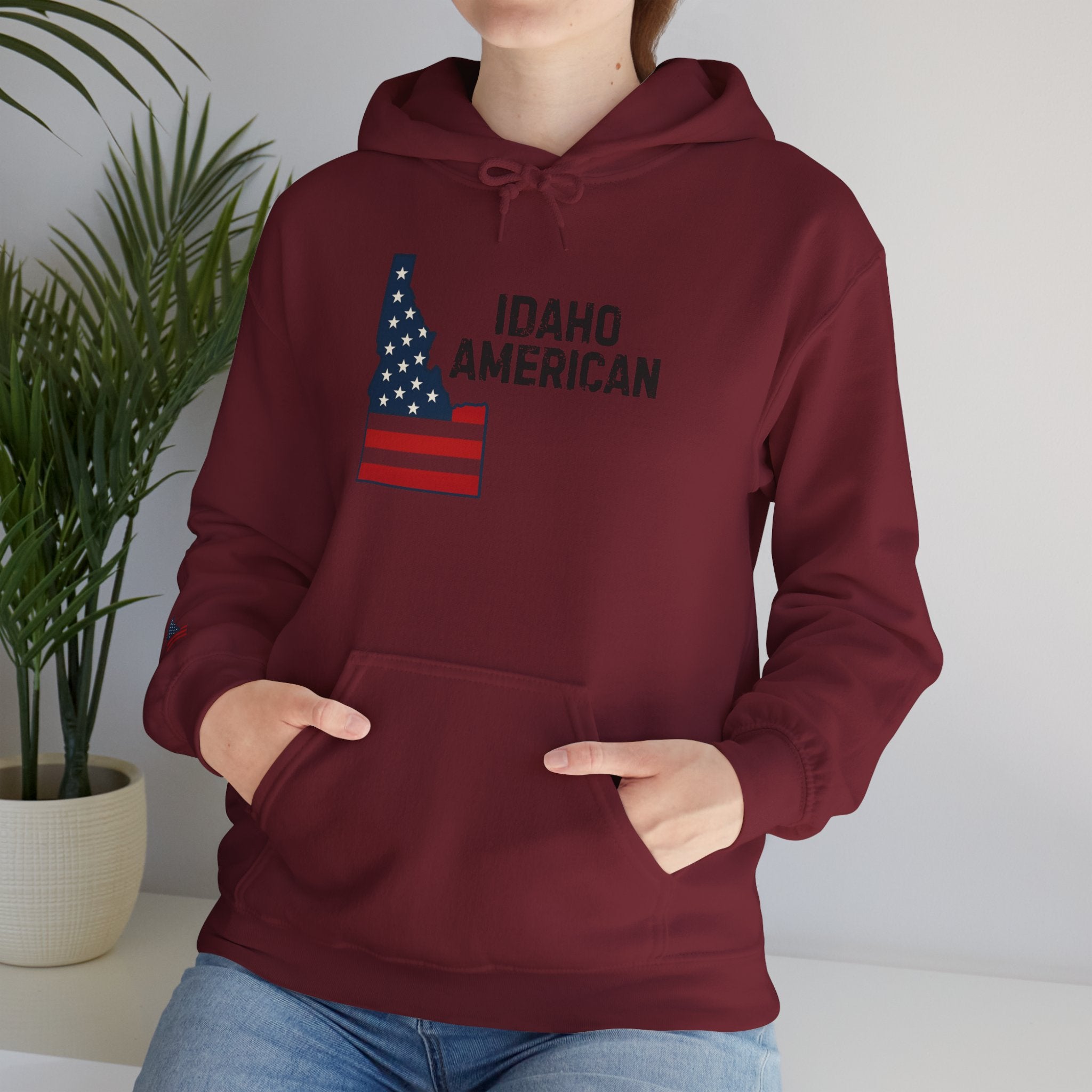 'Idaho American' Hoodie with Sleeve Logo
