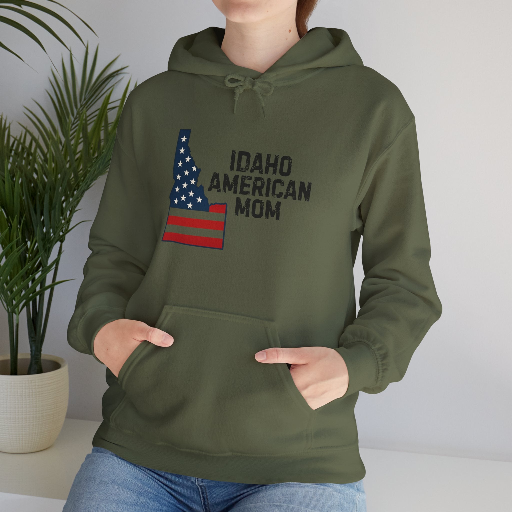 Idaho American Mom Hoodie With No Sleeve Logo