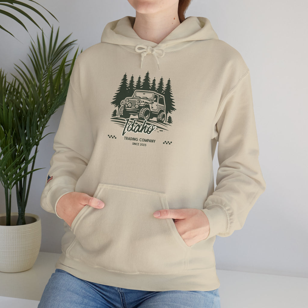 Retro Off-Road Vintage Jeep Hoodie with Sleeve Logo