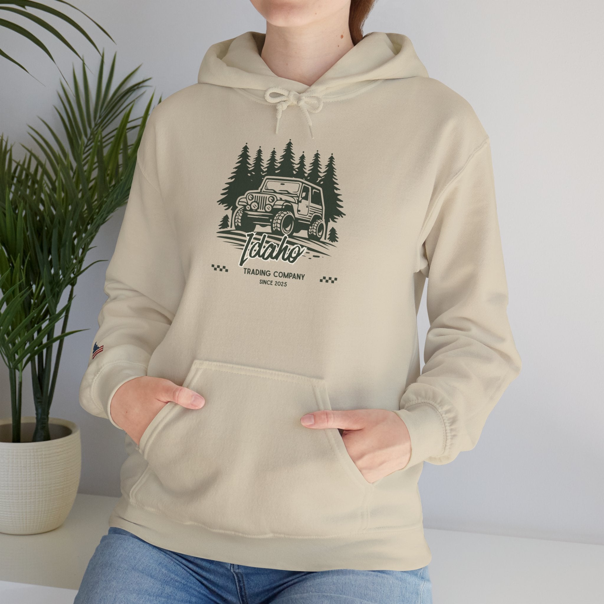 Retro Off-Road Vintage Jeep Hoodie with Sleeve Logo