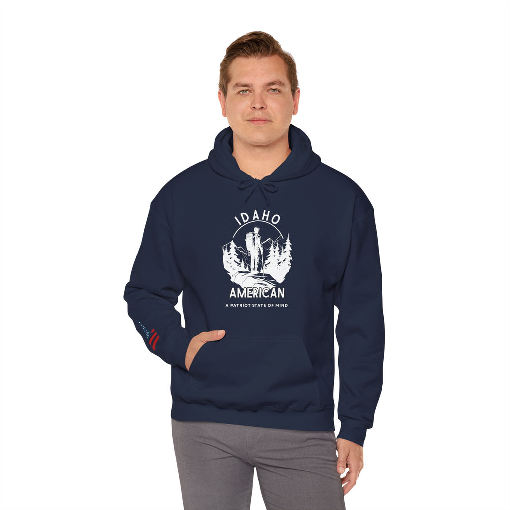 "Idaho American Patriot State of Mind" Hoodie with Sleeve Logo