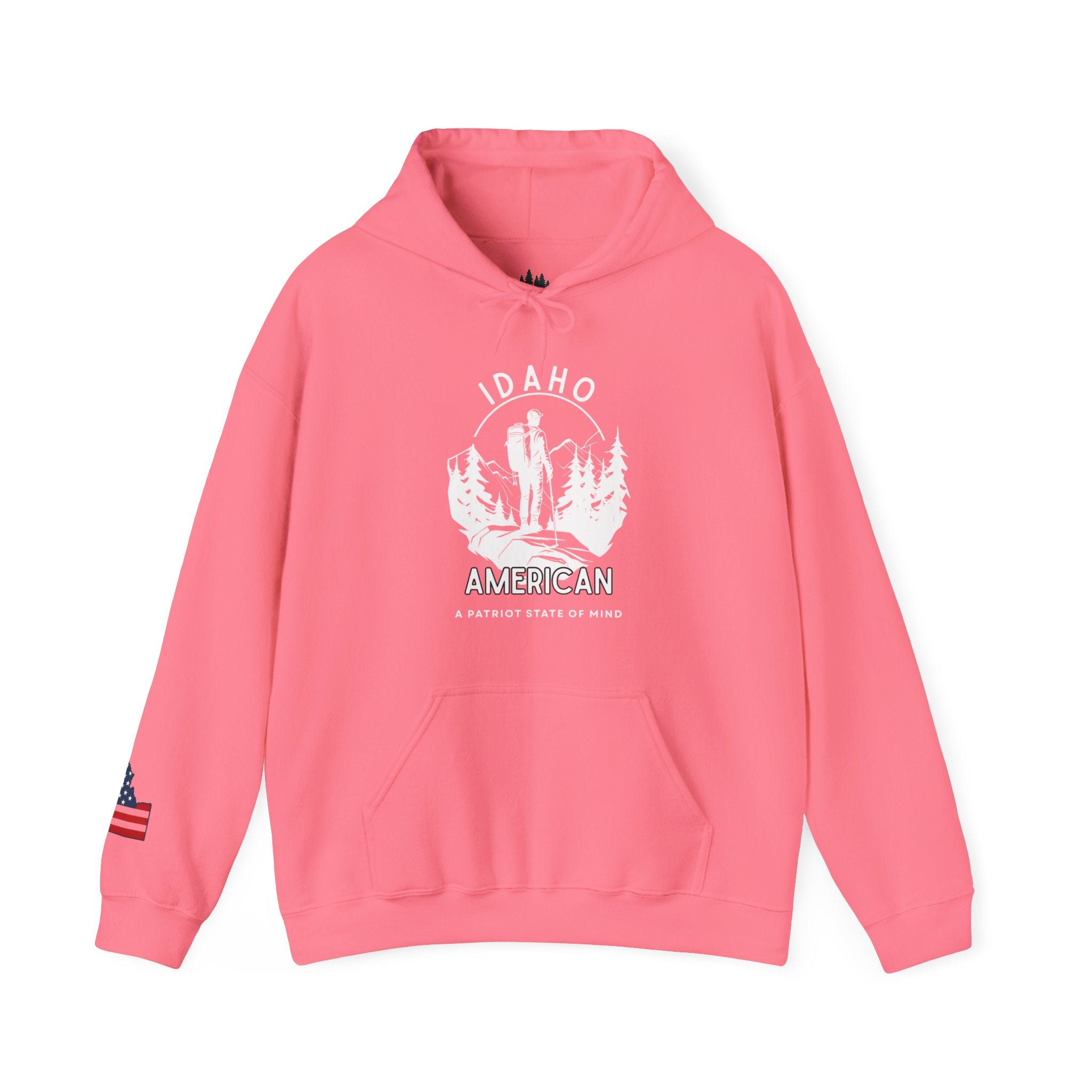 "Idaho American Patriot State of Mind" Hoodie with Sleeve Logo