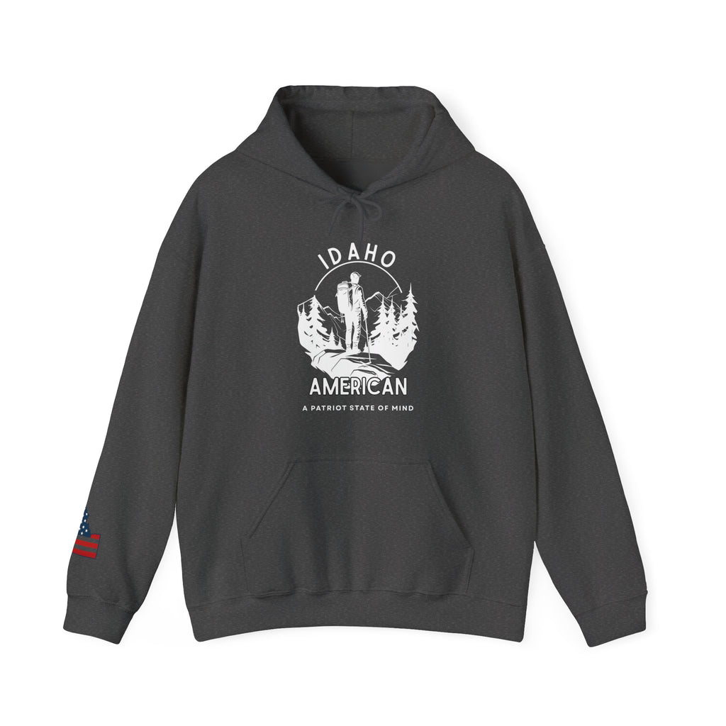 "Idaho American Patriot State of Mind" Hoodie with Sleeve Logo