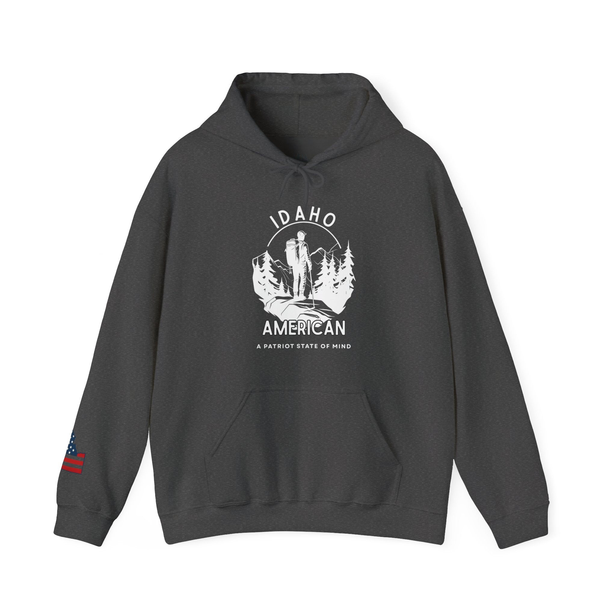 "Idaho American Patriot State of Mind" Hoodie with Sleeve Logo