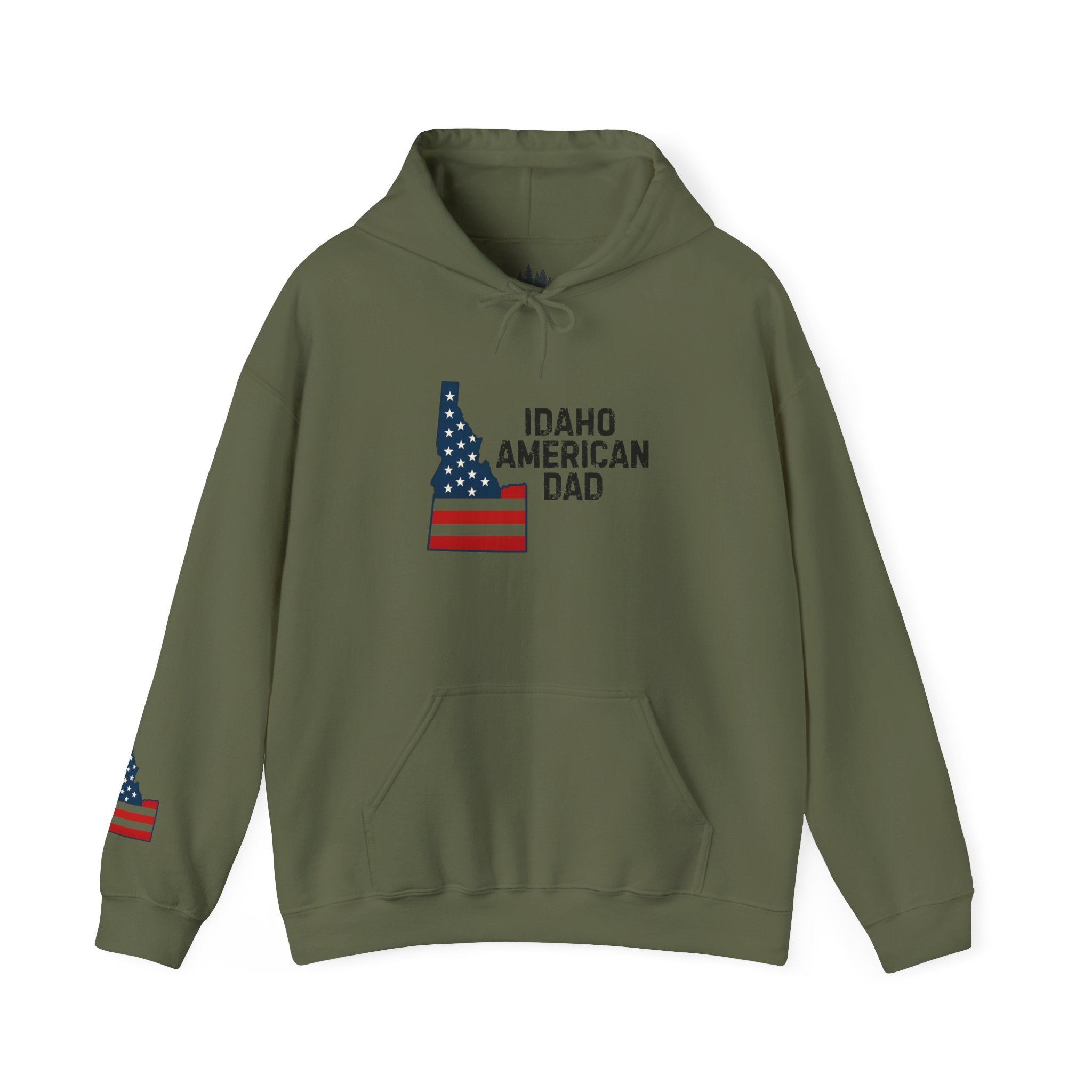 Idaho American Dad Hoodie with Sleeve Logo