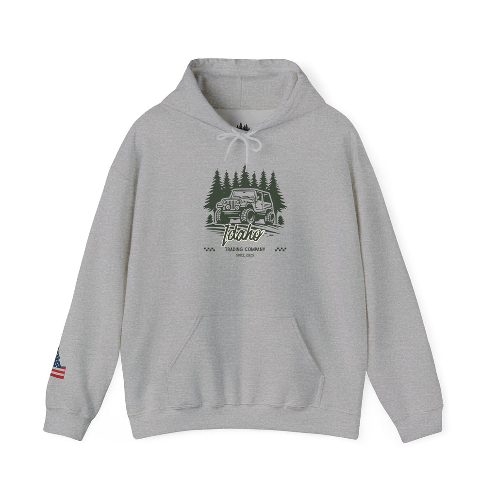 Retro Off-Road Vintage Jeep Hoodie with Sleeve Logo