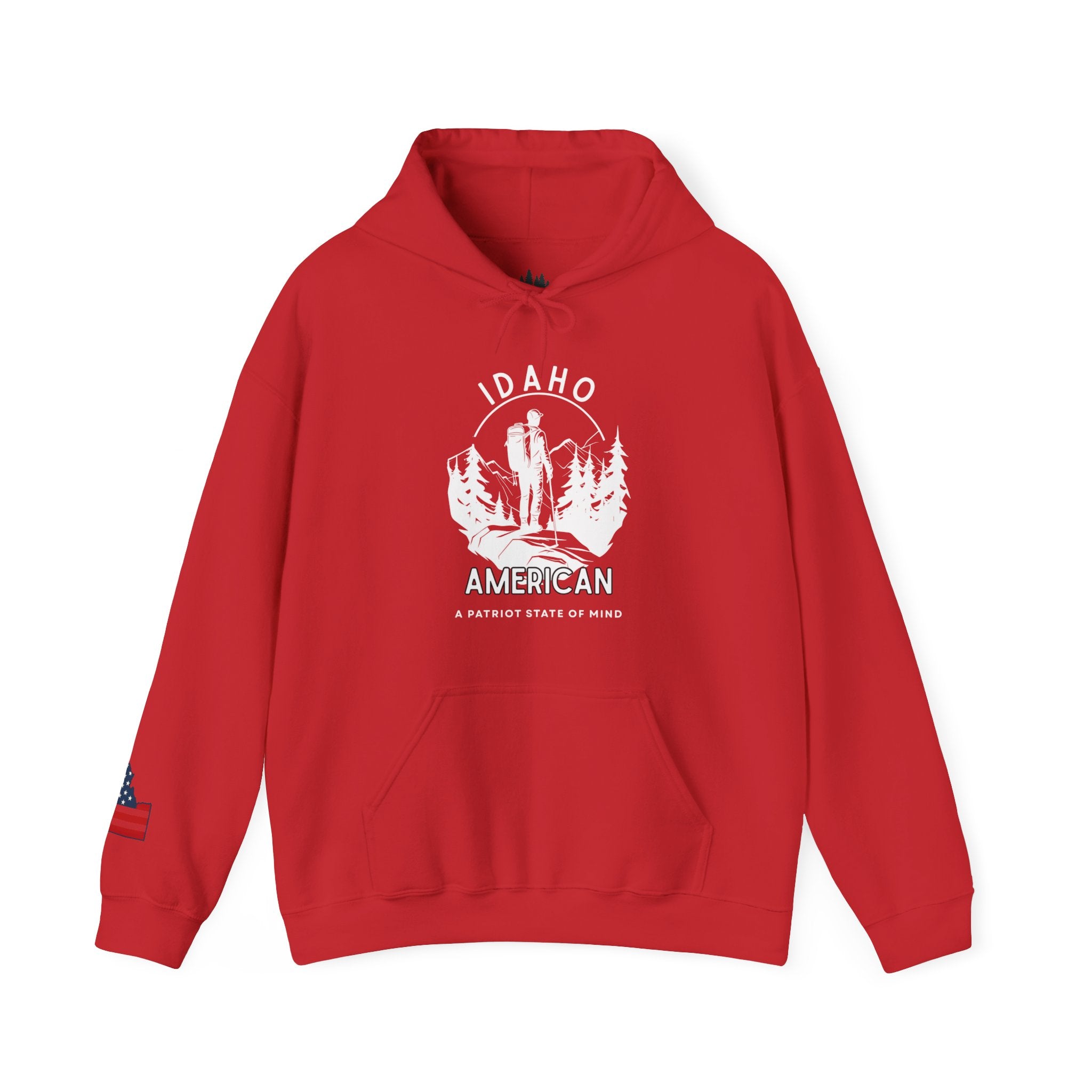 "Idaho American Patriot State of Mind" Hoodie with Sleeve Logo