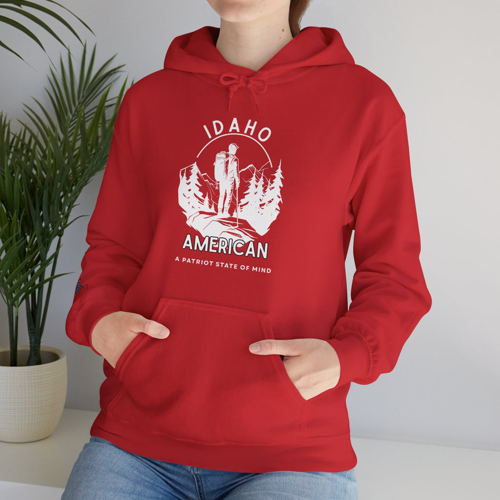"Idaho American Patriot State of Mind" Hoodie with Sleeve Logo
