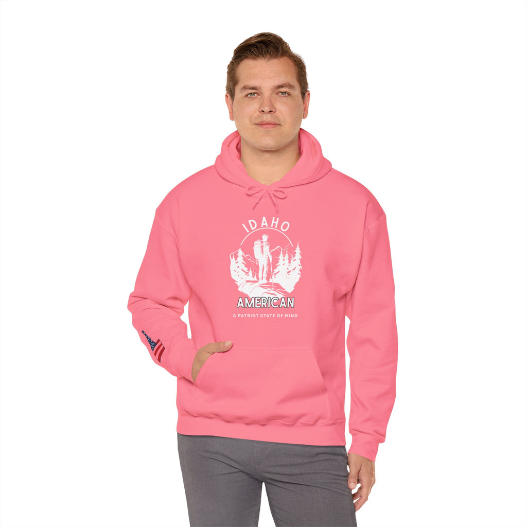 "Idaho American Patriot State of Mind" Hoodie with Sleeve Logo