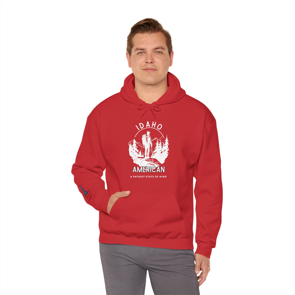 "Idaho American Patriot State of Mind" Hoodie with Sleeve Logo