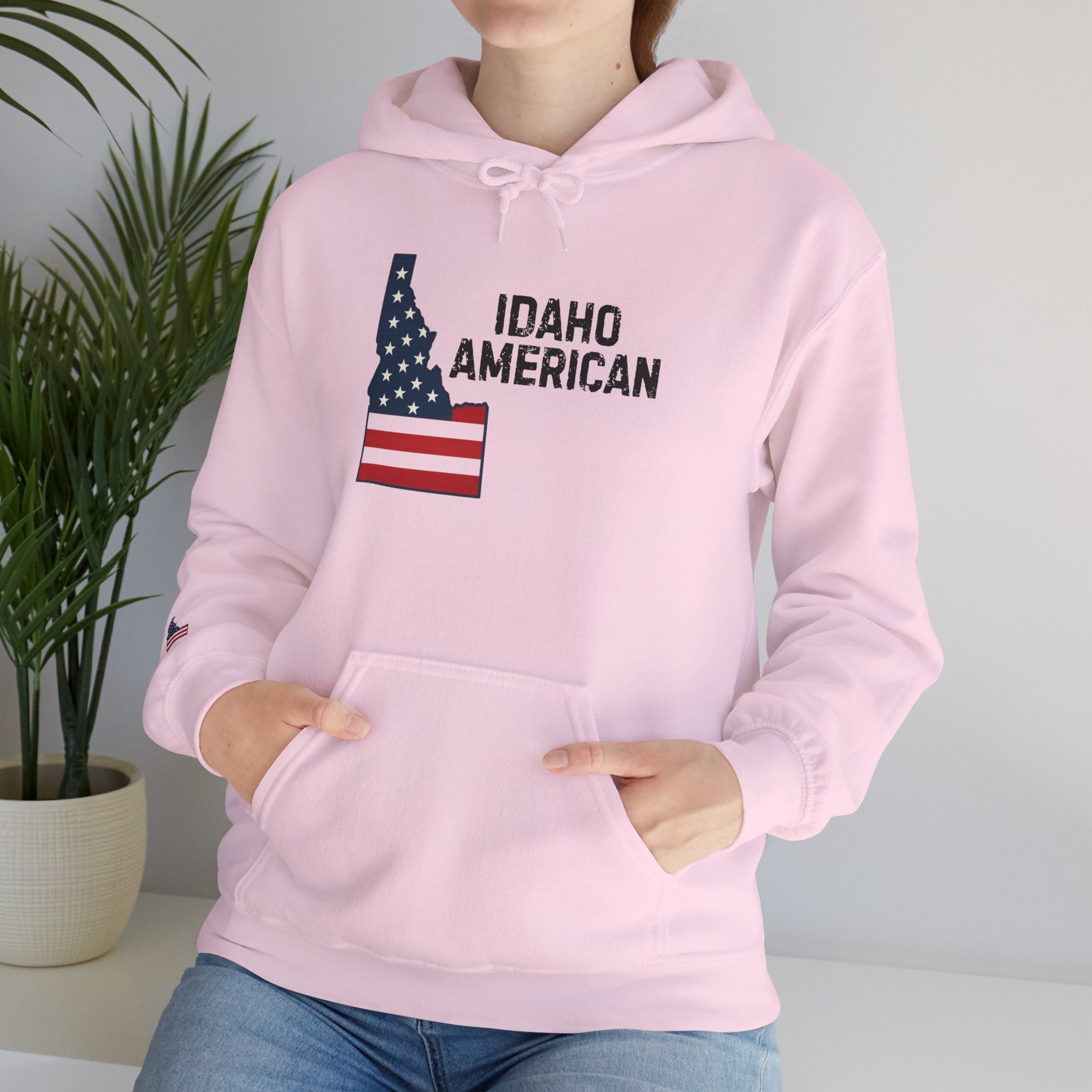 'Idaho American' Hoodie with Sleeve Logo