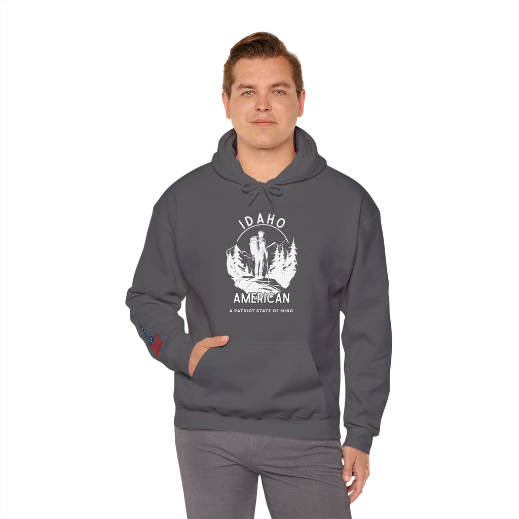 "Idaho American Patriot State of Mind" Hoodie with Sleeve Logo