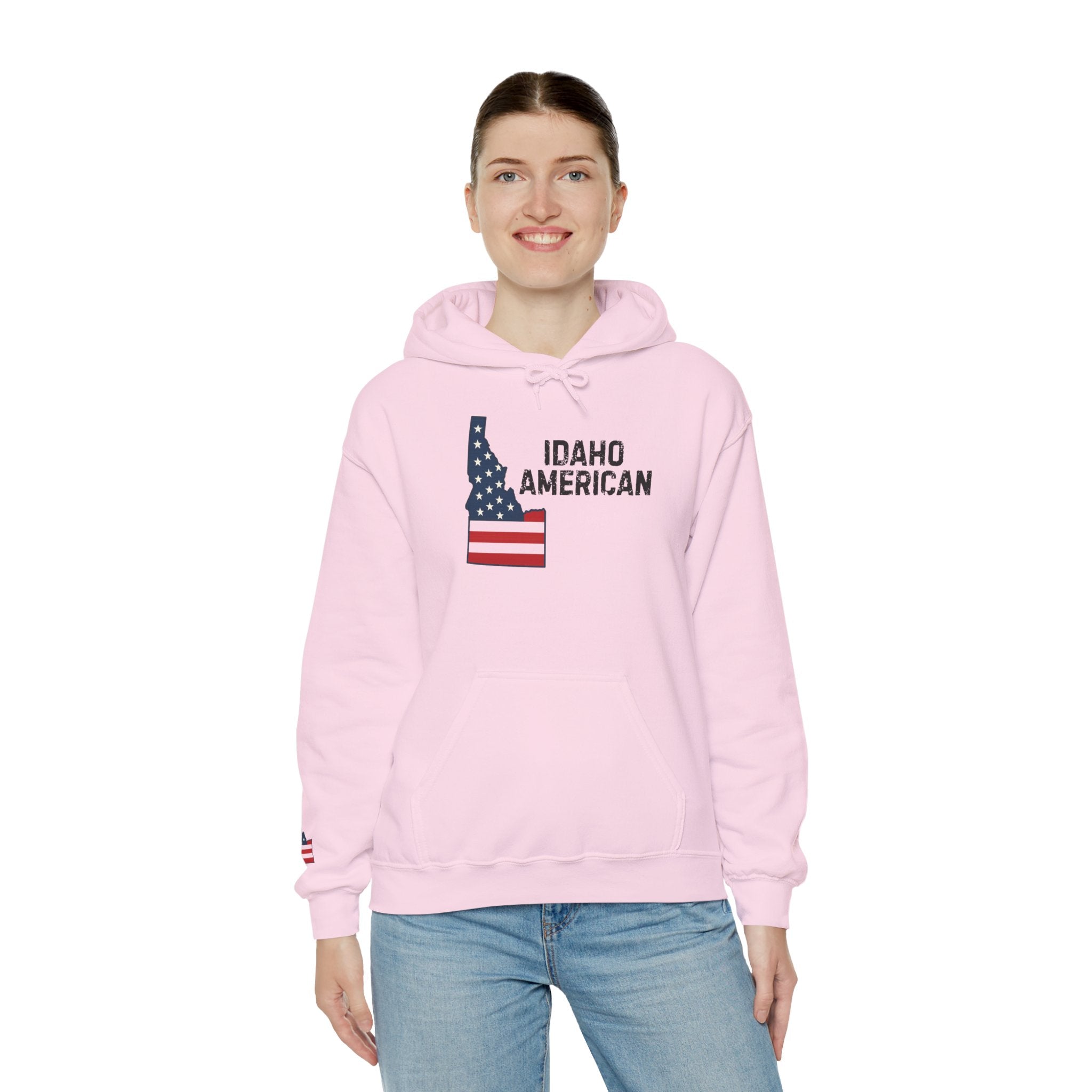 'Idaho American' Hoodie with Sleeve Logo