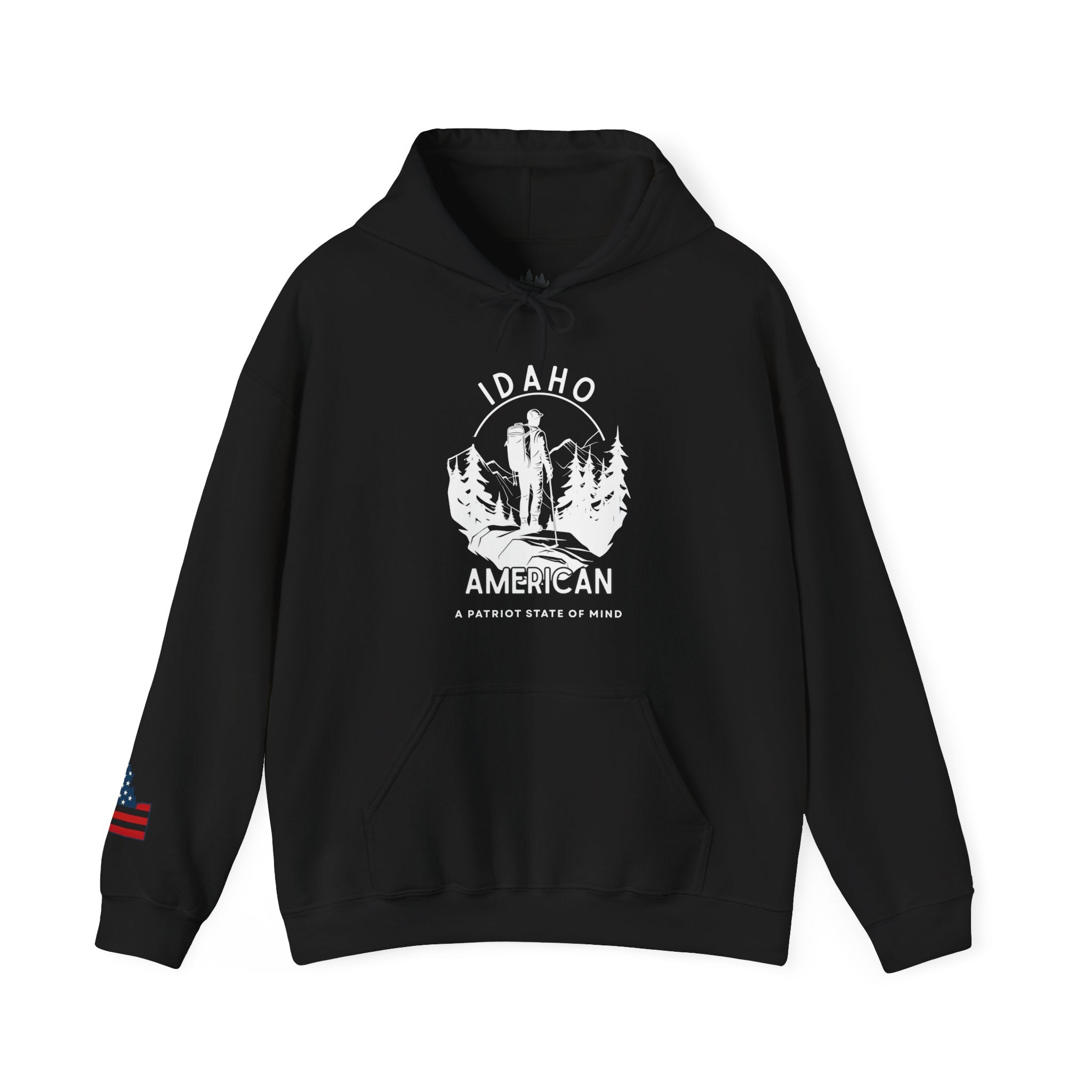 "Idaho American Patriot State of Mind" Hoodie with Sleeve Logo