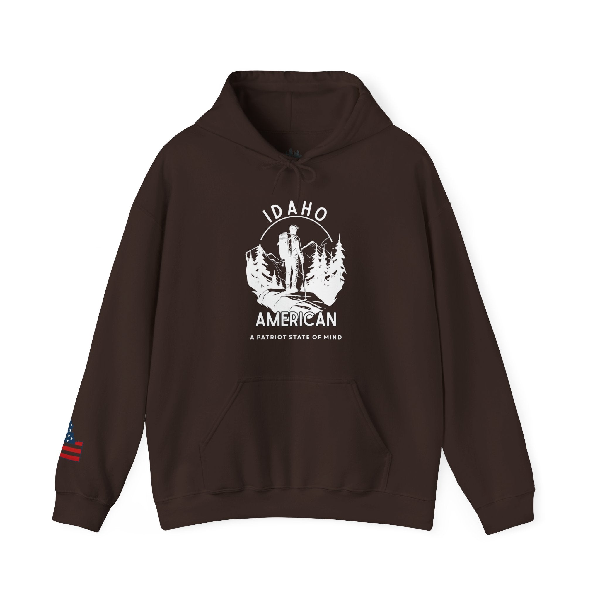 "Idaho American Patriot State of Mind" Hoodie with Sleeve Logo