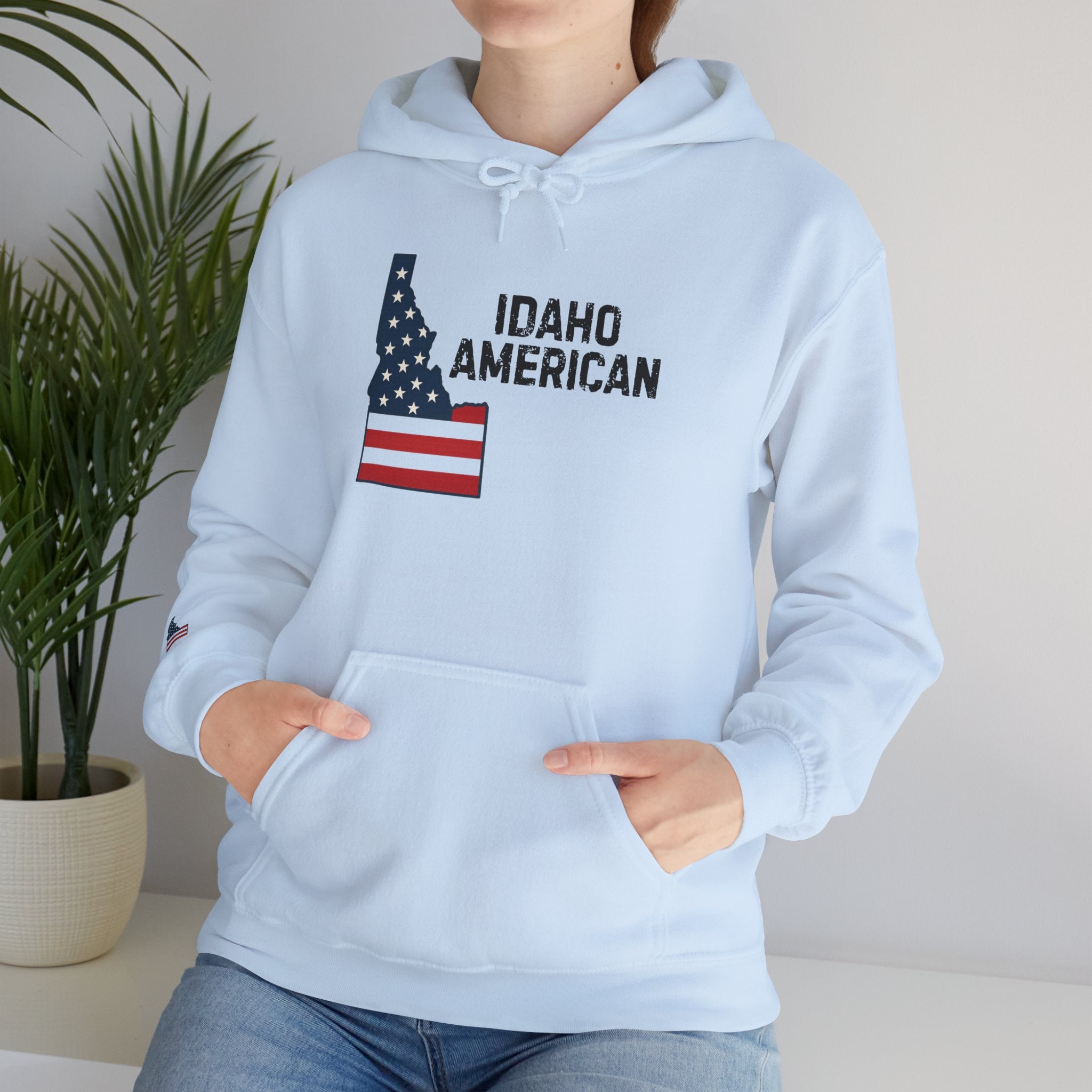 'Idaho American' Hoodie with Sleeve Logo