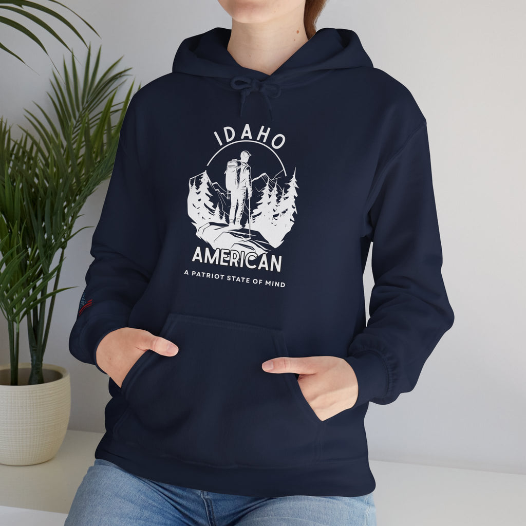 "Idaho American Patriot State of Mind" Hoodie with Sleeve Logo