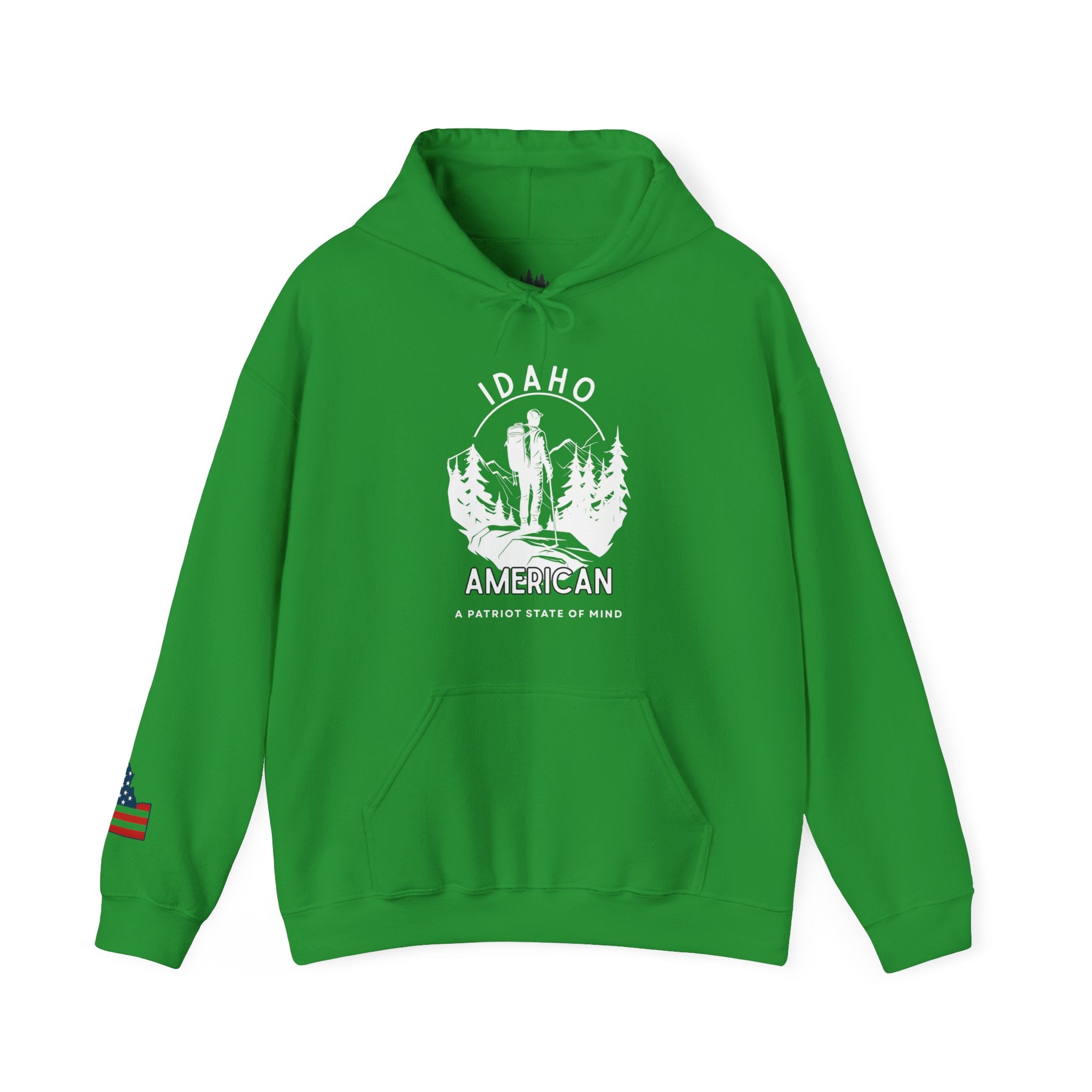 "Idaho American Patriot State of Mind" Hoodie with Sleeve Logo