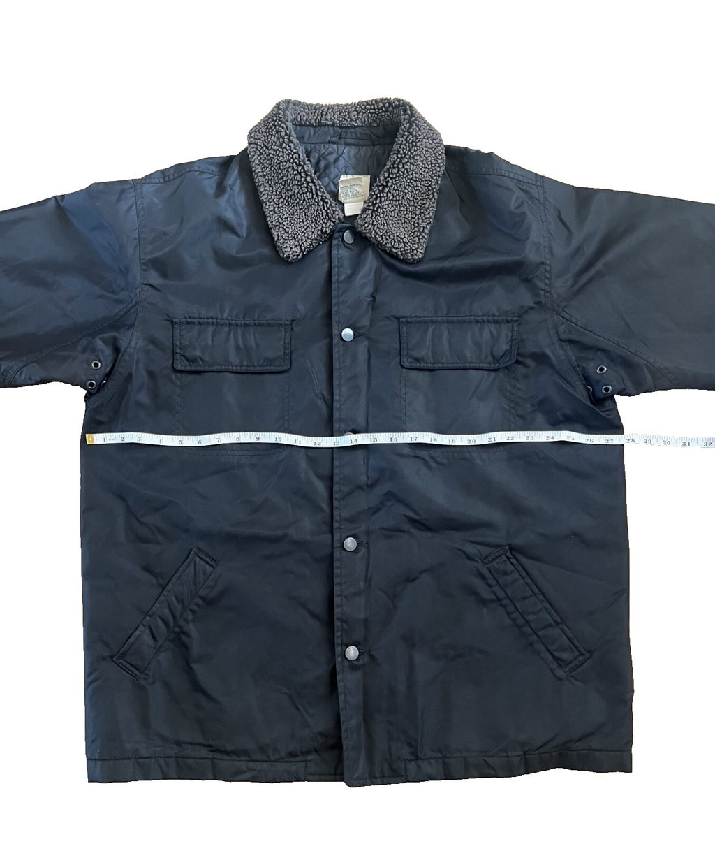 VTG GAP Men's Utility Jacket Size Large Black Lined Button Deep Pile Collar