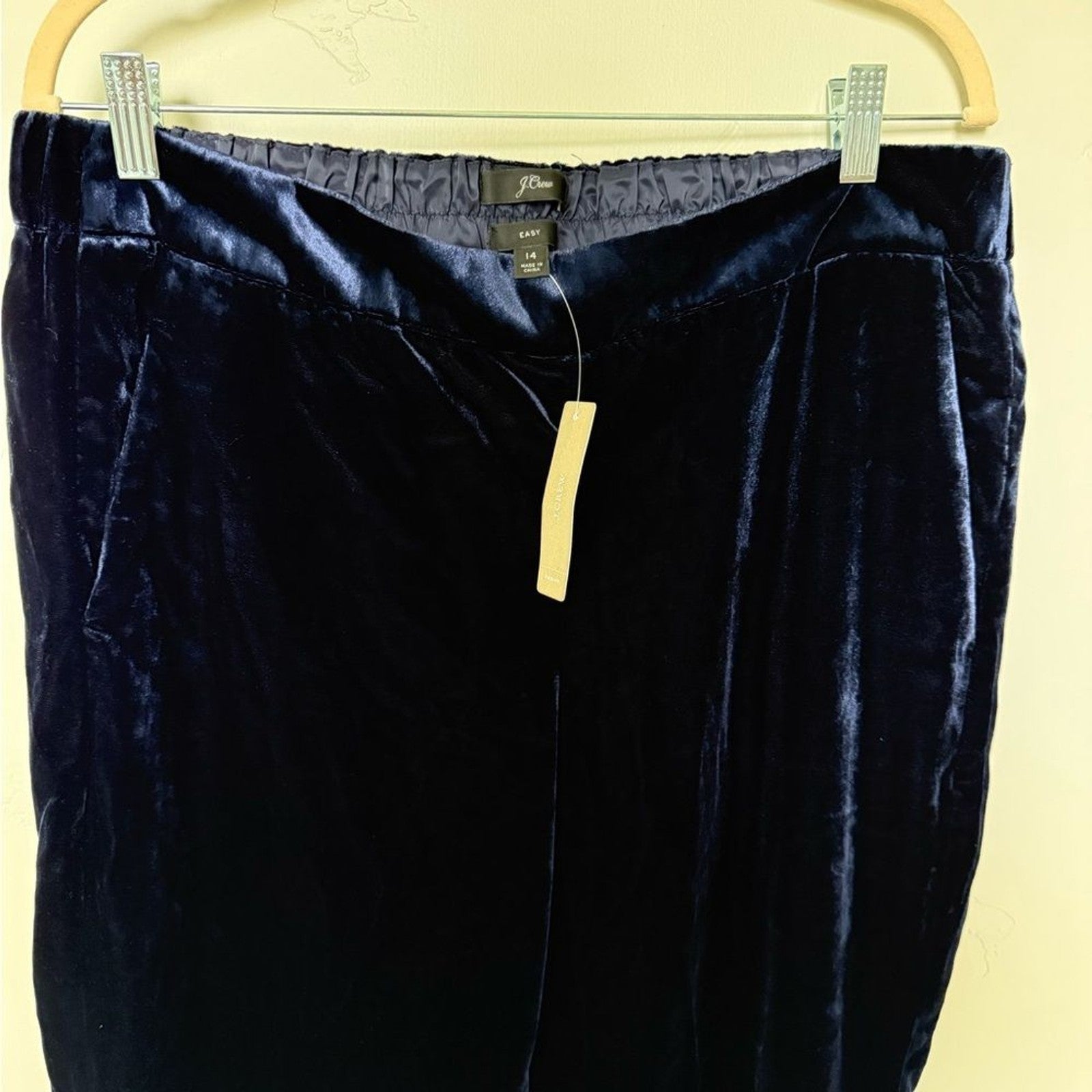 J Crew Peyton Velvet Pull-on Pant Navy Twilight Size14 New With Tags