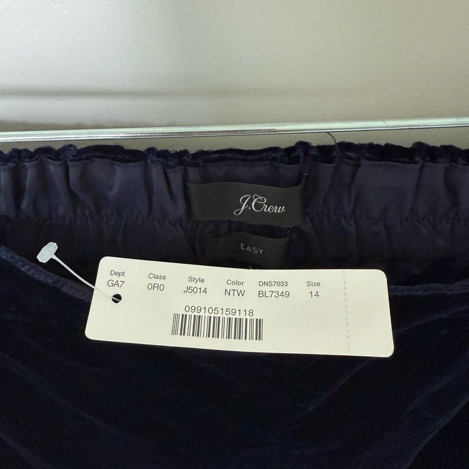 J Crew Peyton Velvet Pull-on Pant Navy Twilight Size14 New With Tags
