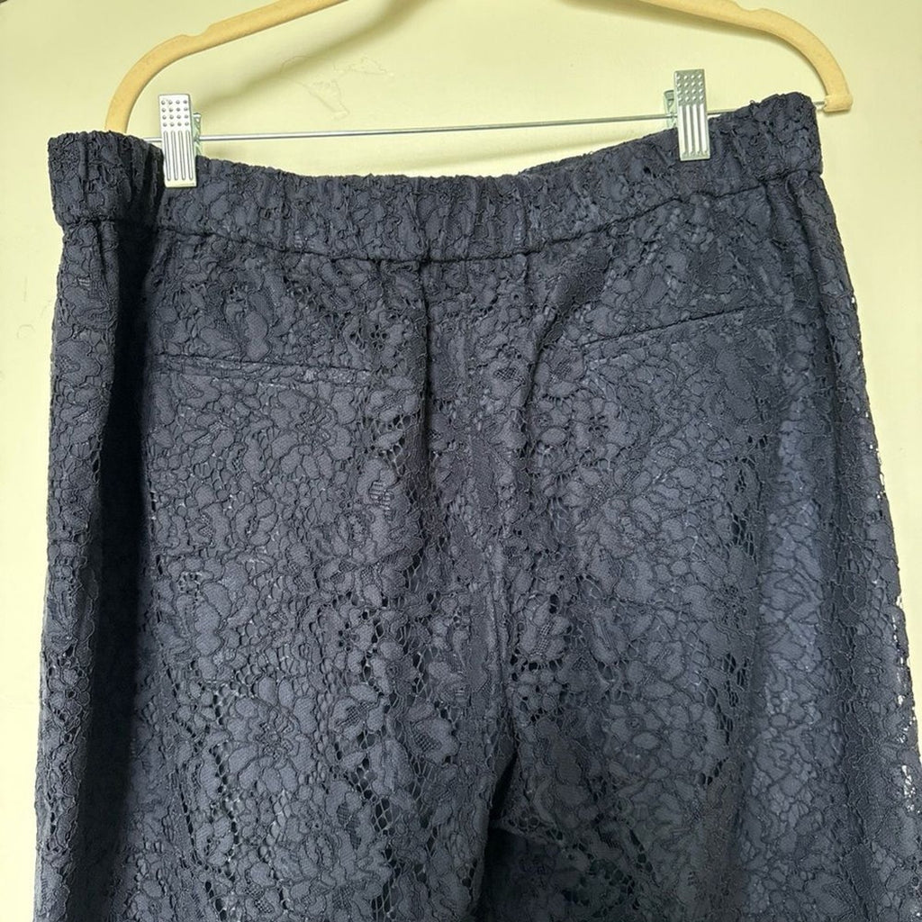 J. Crew Navy Floral Lace Pull On Pants