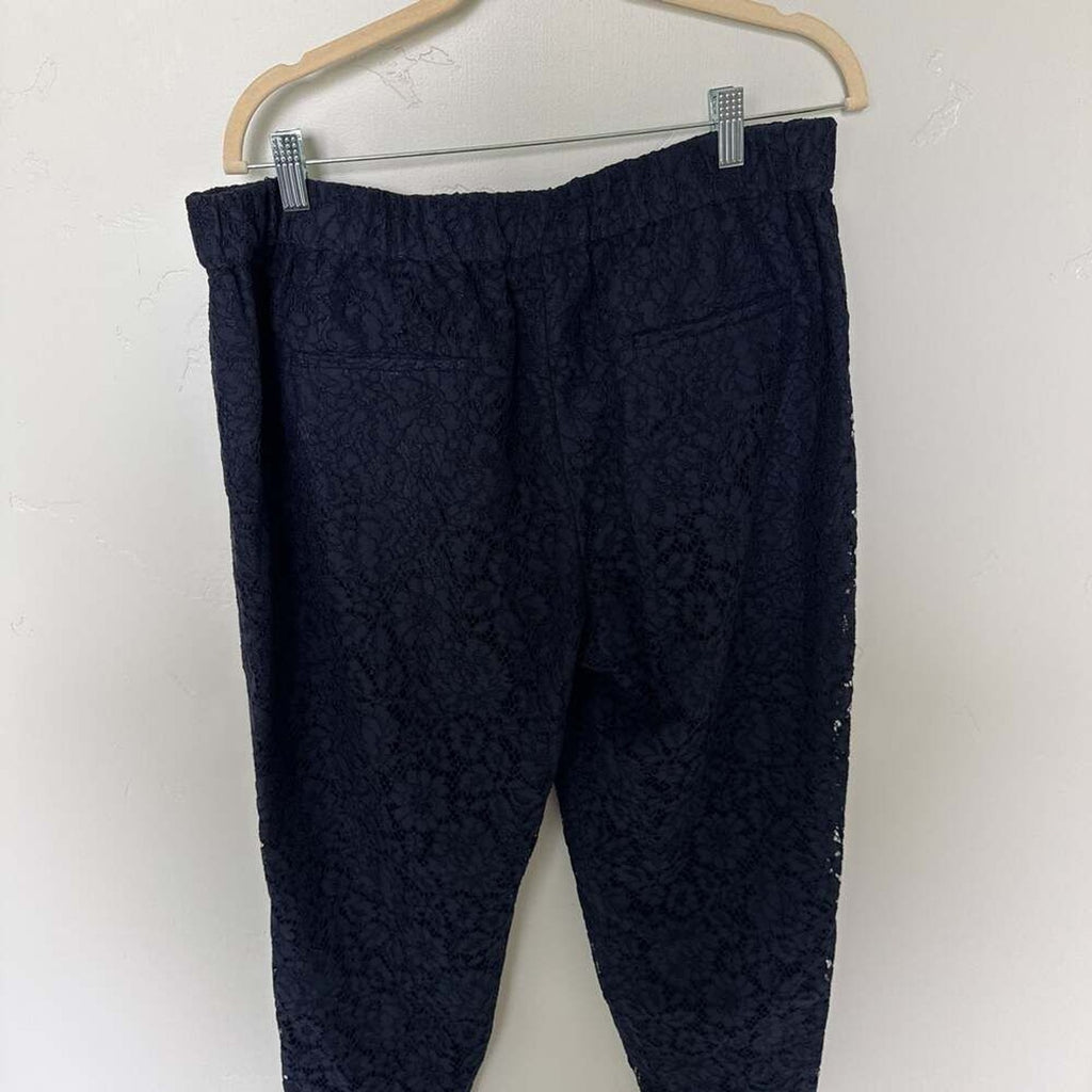 J. Crew Navy Floral Lace Pull On Pants