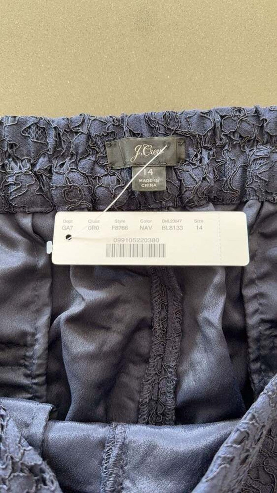 J. Crew Navy Floral Lace Pull On Pants