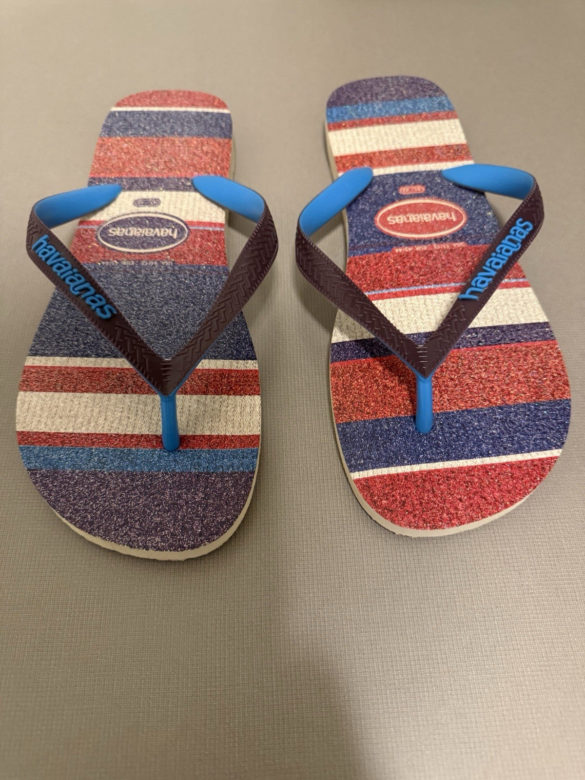 Havaianas Red Blue Purple And White Logo Thong Flip Flop Sandals Size 11