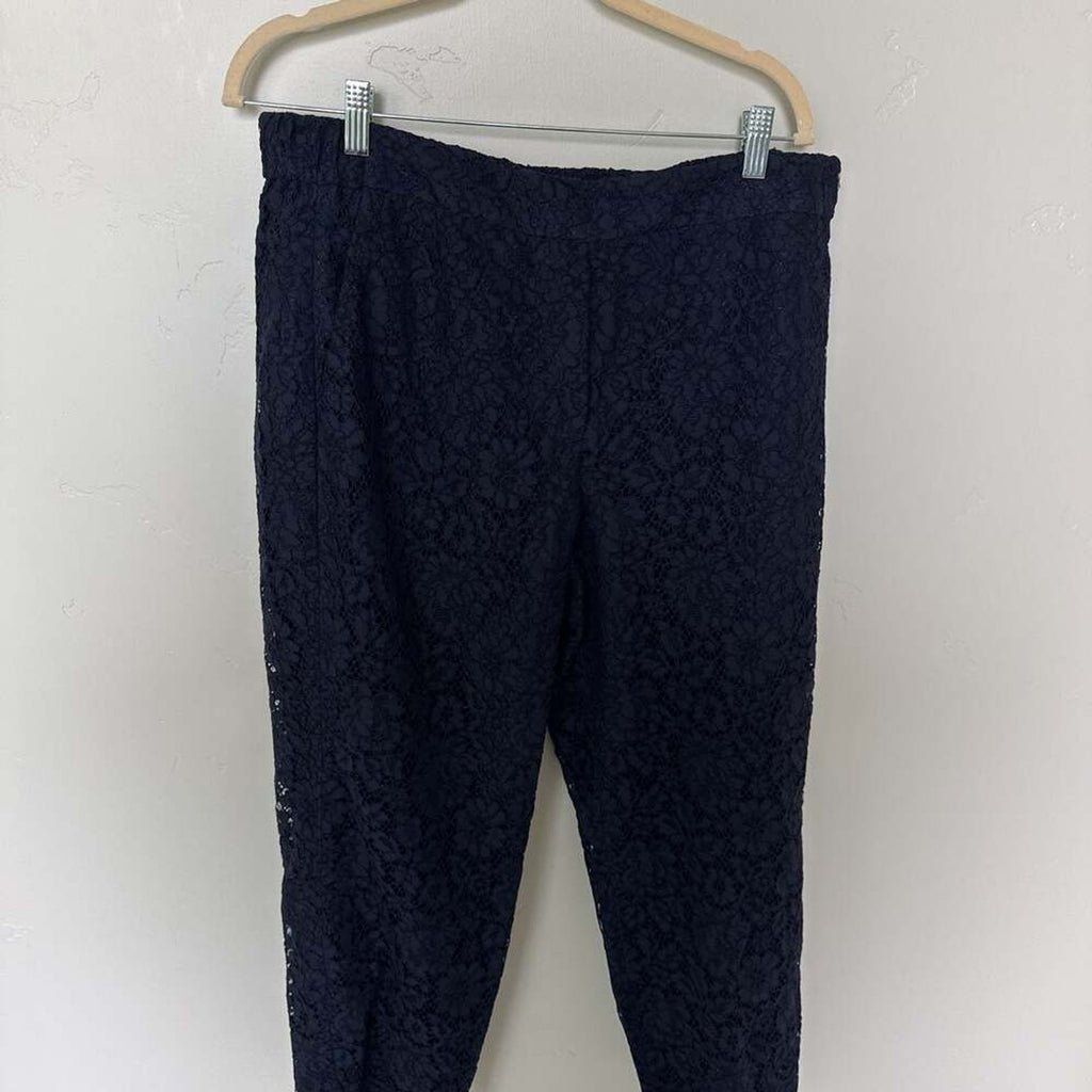 J. Crew Navy Floral Lace Pull On Pants