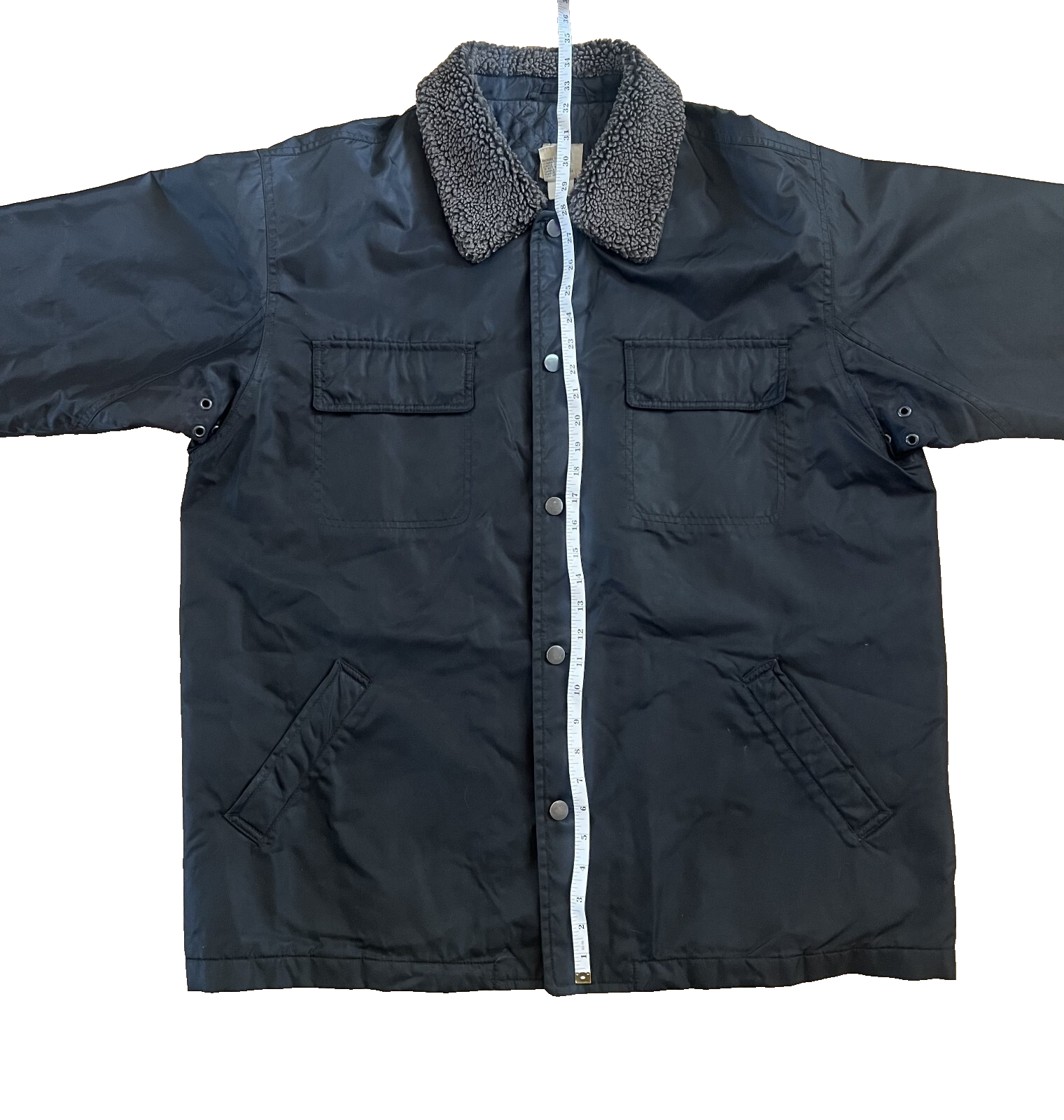 VTG GAP Men's Utility Jacket Size Large Black Lined Button Deep Pile Collar