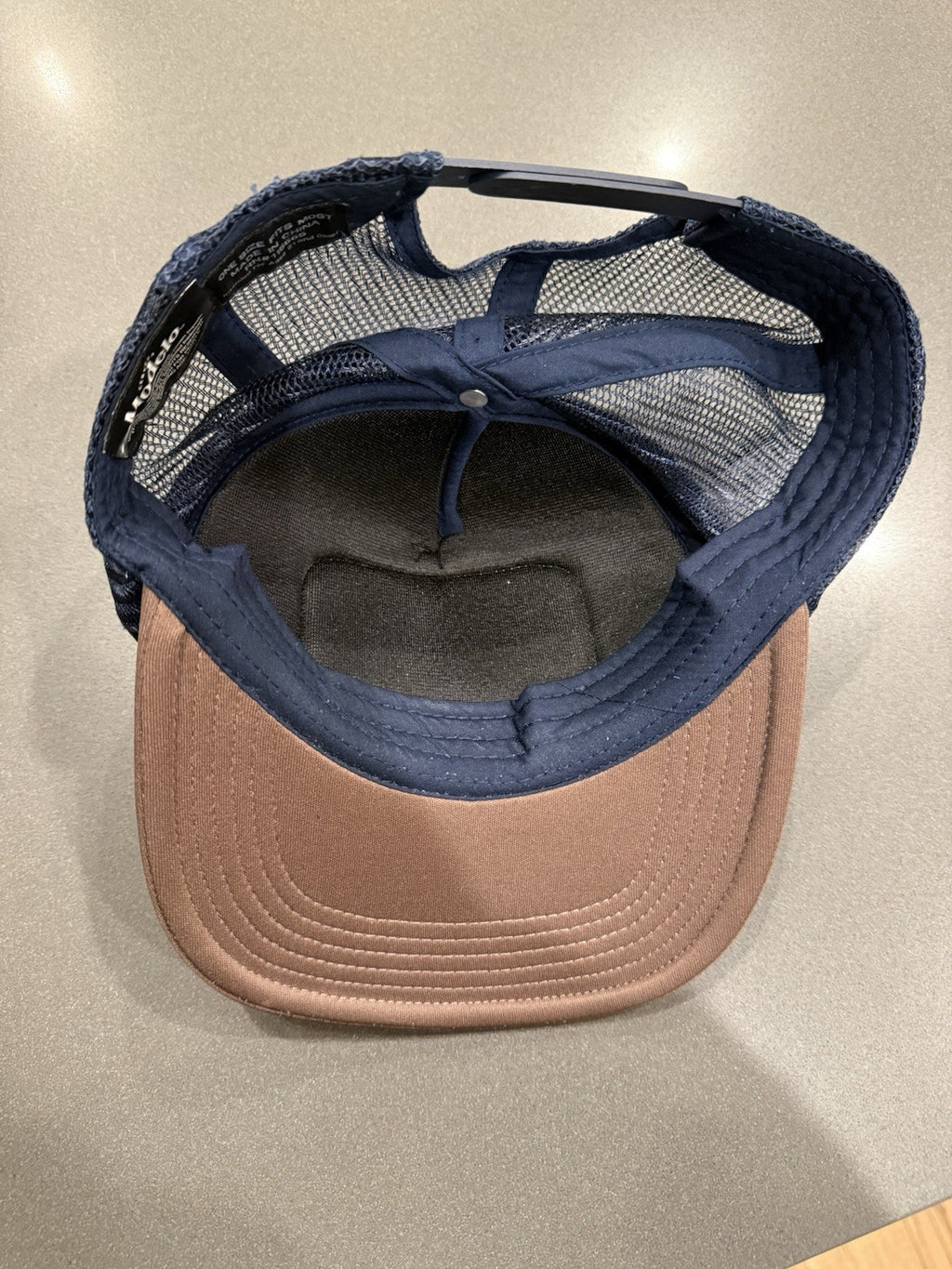 Modelo Hat  Mens One Size  Snap Back Blue & Brown Mesh Trucker Beer Patch Cap 