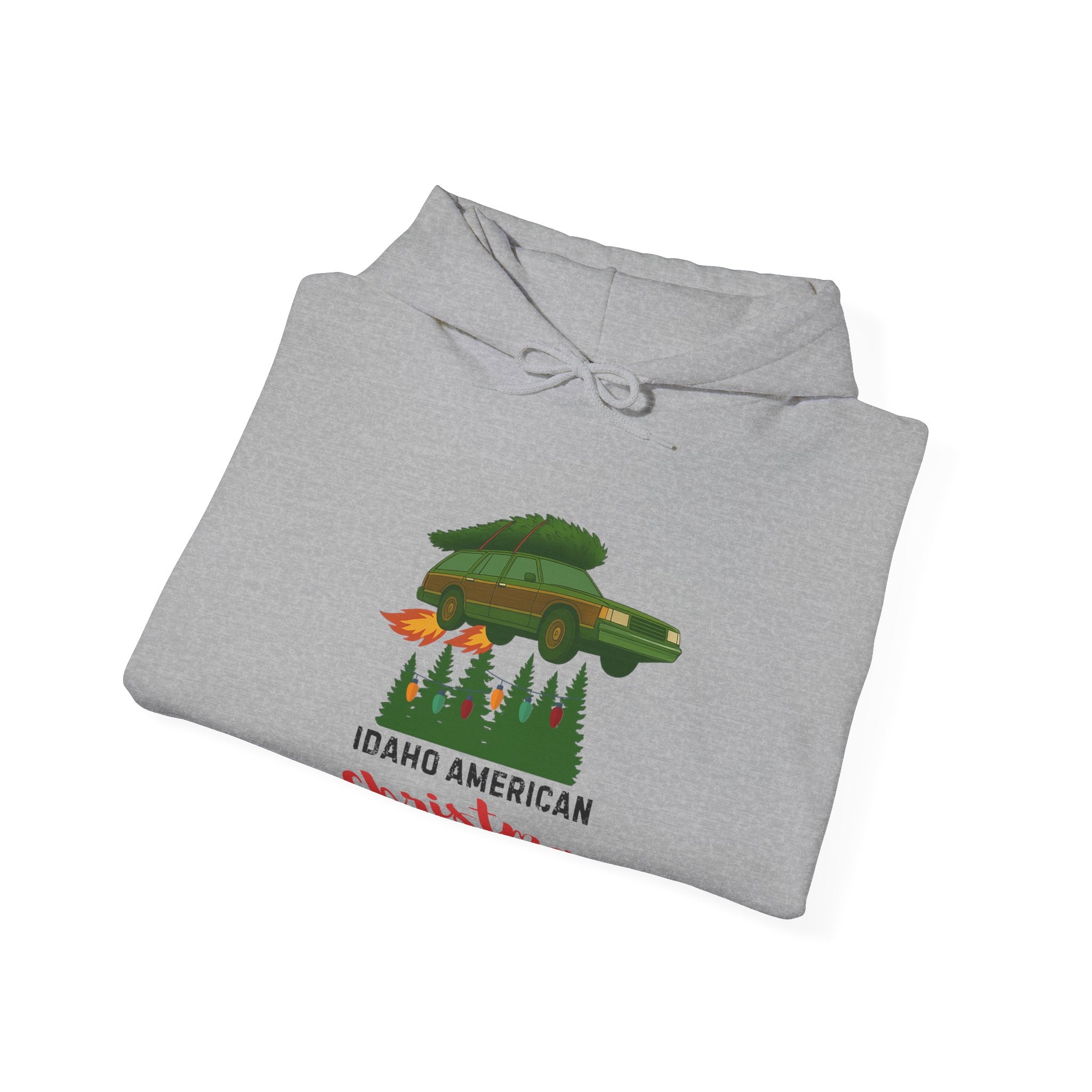"Idaho American Christmas Holiday Vacation" Hoodie with Sleeve Logo