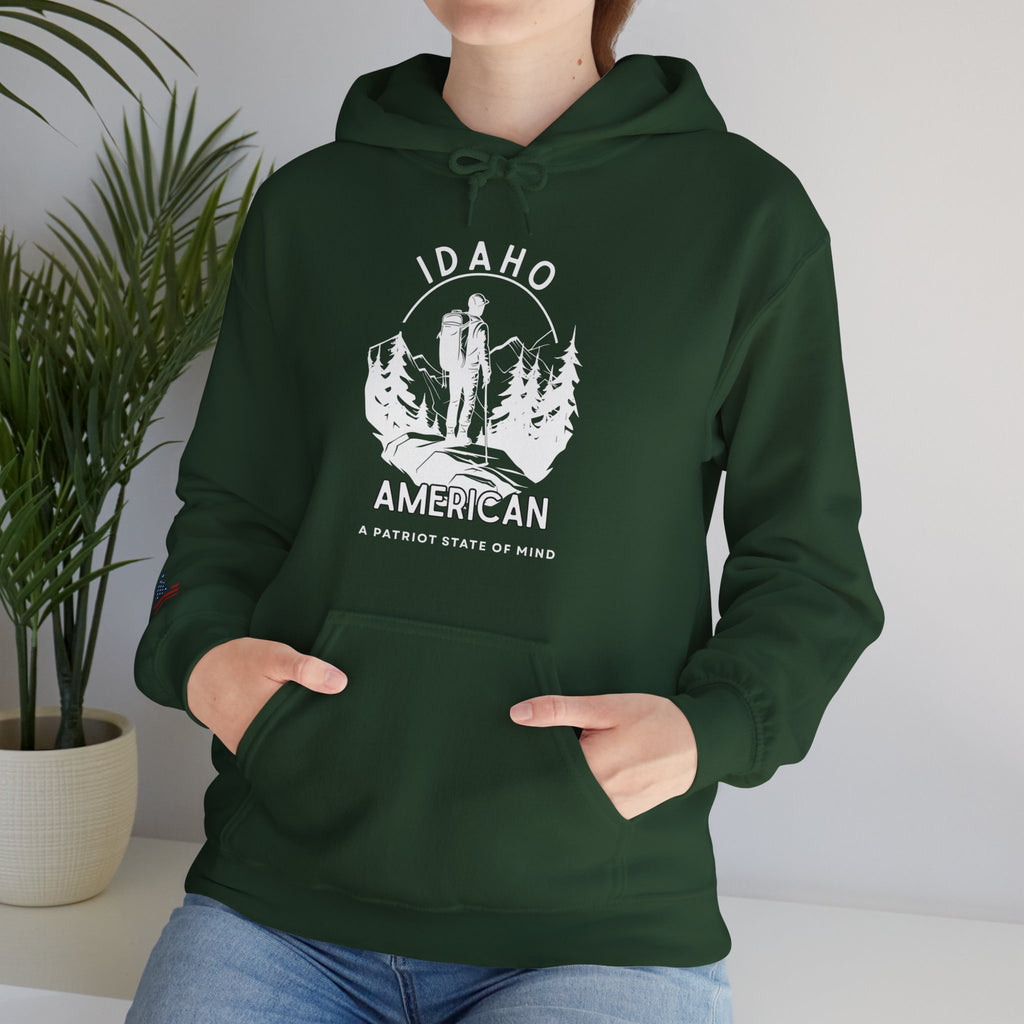 "Idaho American Patriot State of Mind" Hoodie with Sleeve Logo