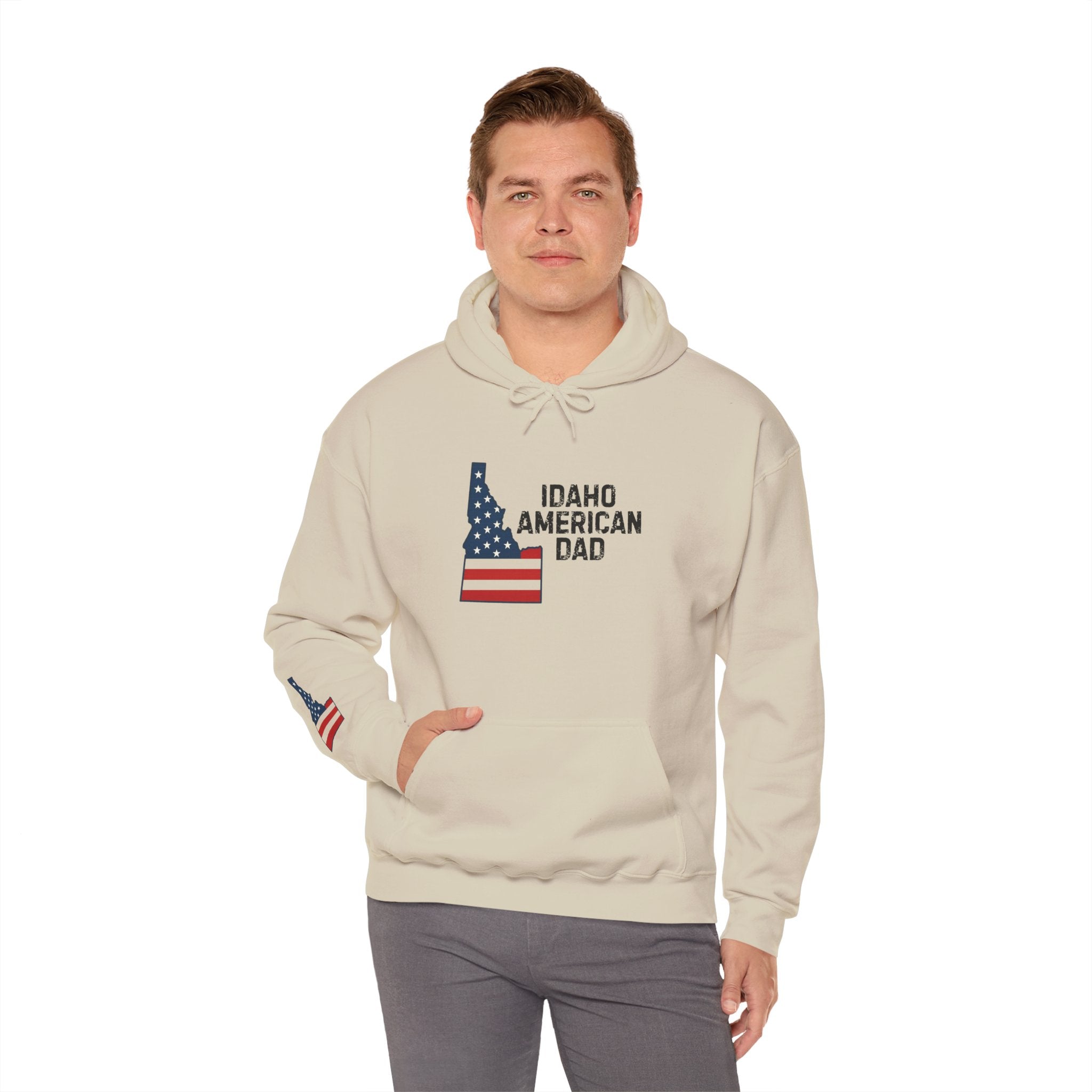 Idaho American Dad Hoodie with Sleeve Logo