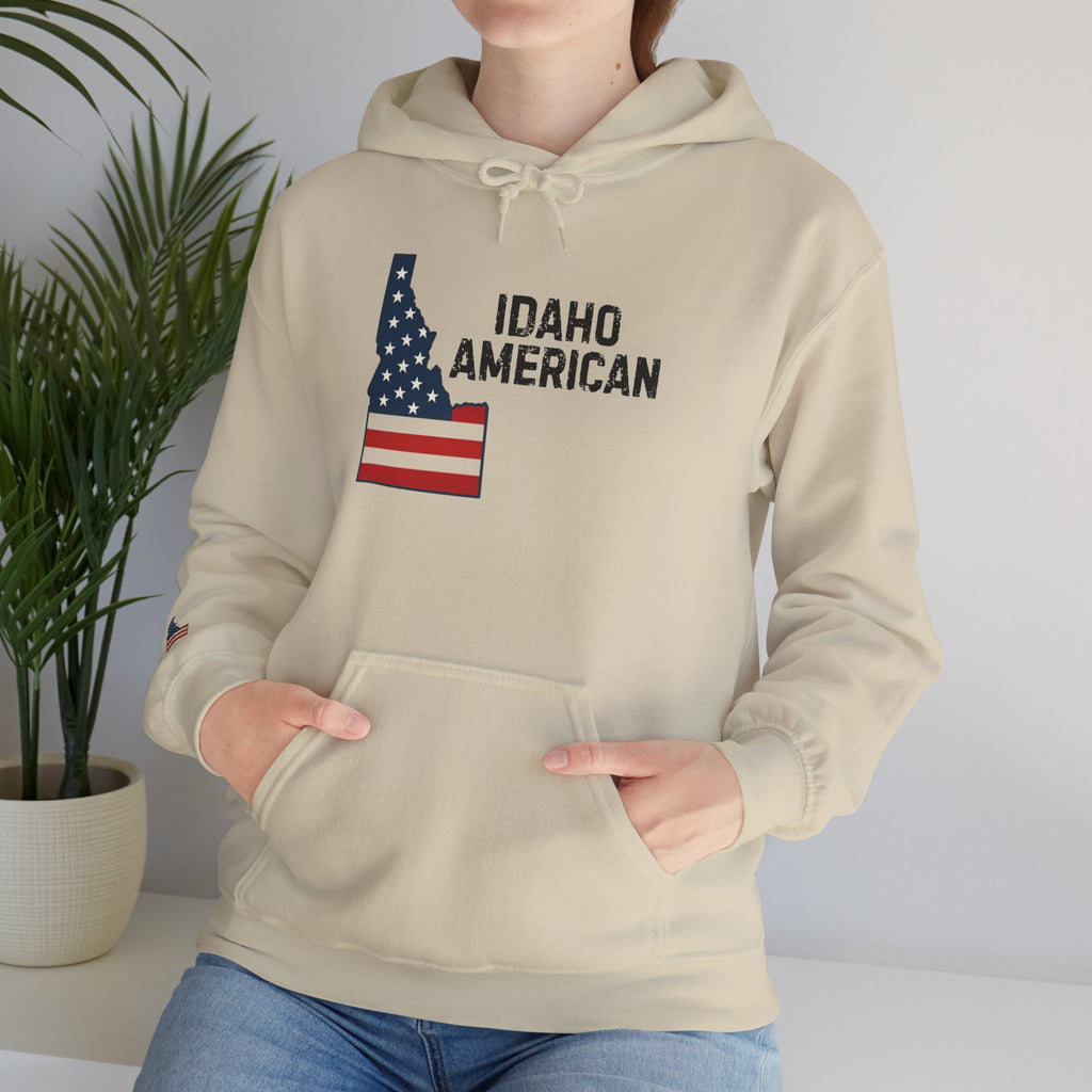 'Idaho American' Hoodie with Sleeve Logo