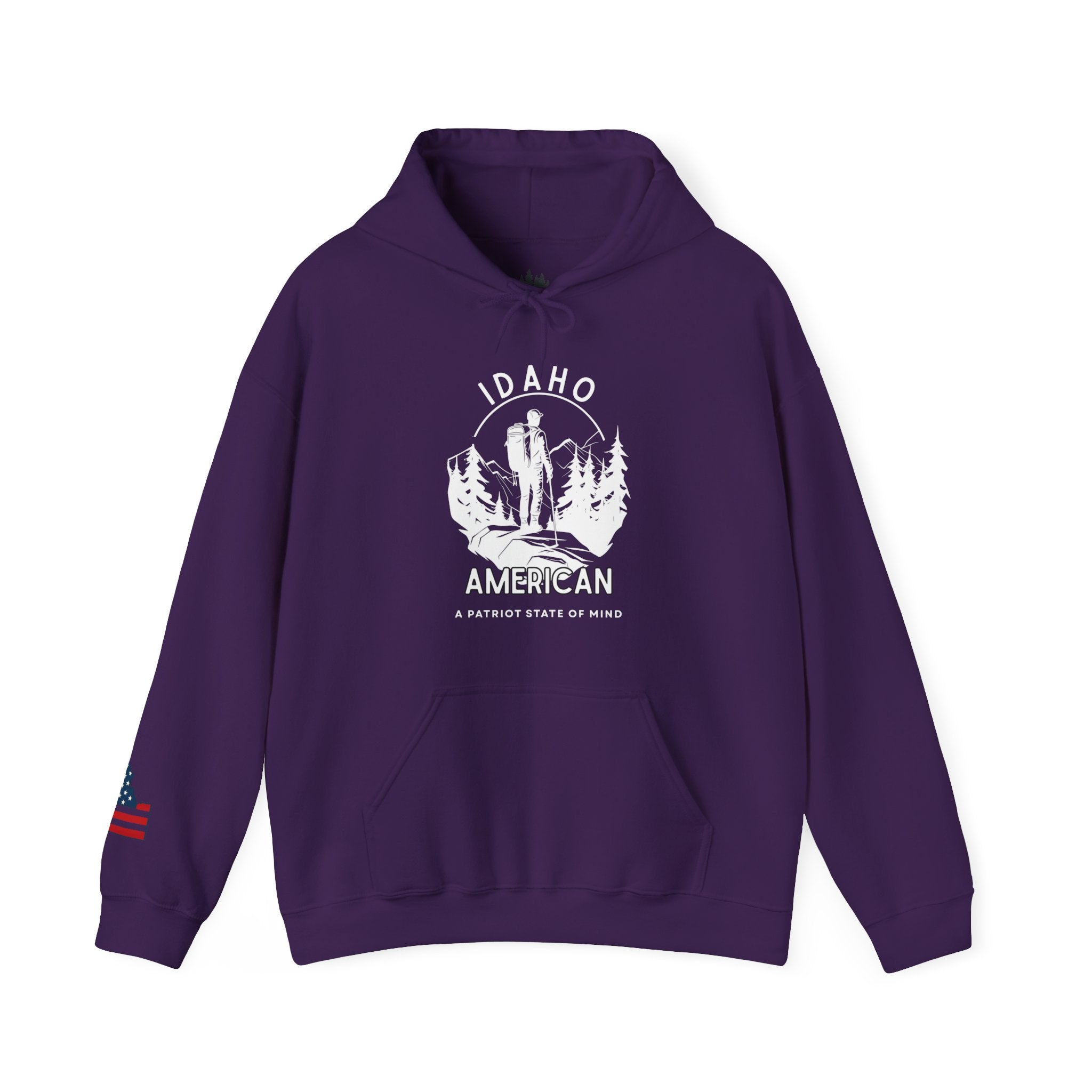 "Idaho American Patriot State of Mind" Hoodie with Sleeve Logo