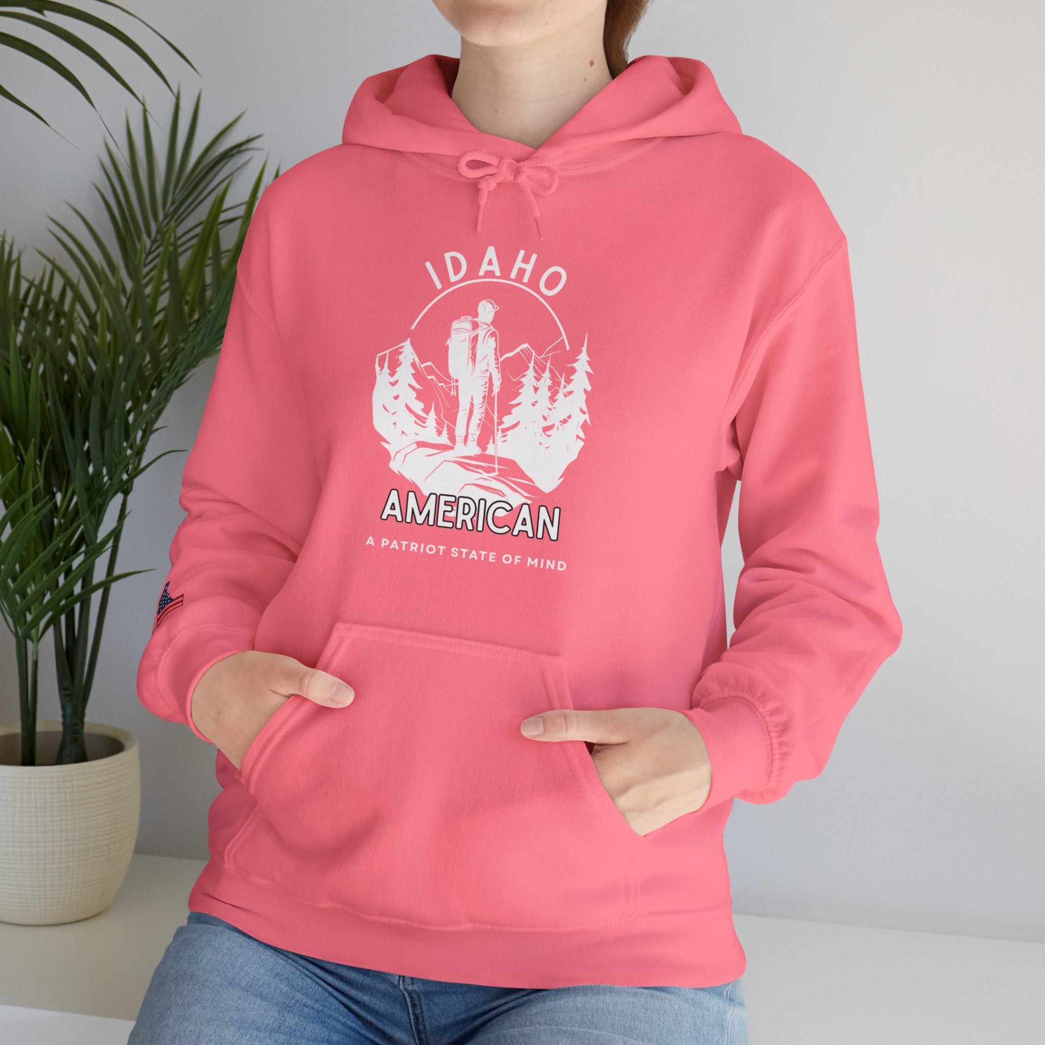 "Idaho American Patriot State of Mind" Hoodie with Sleeve Logo