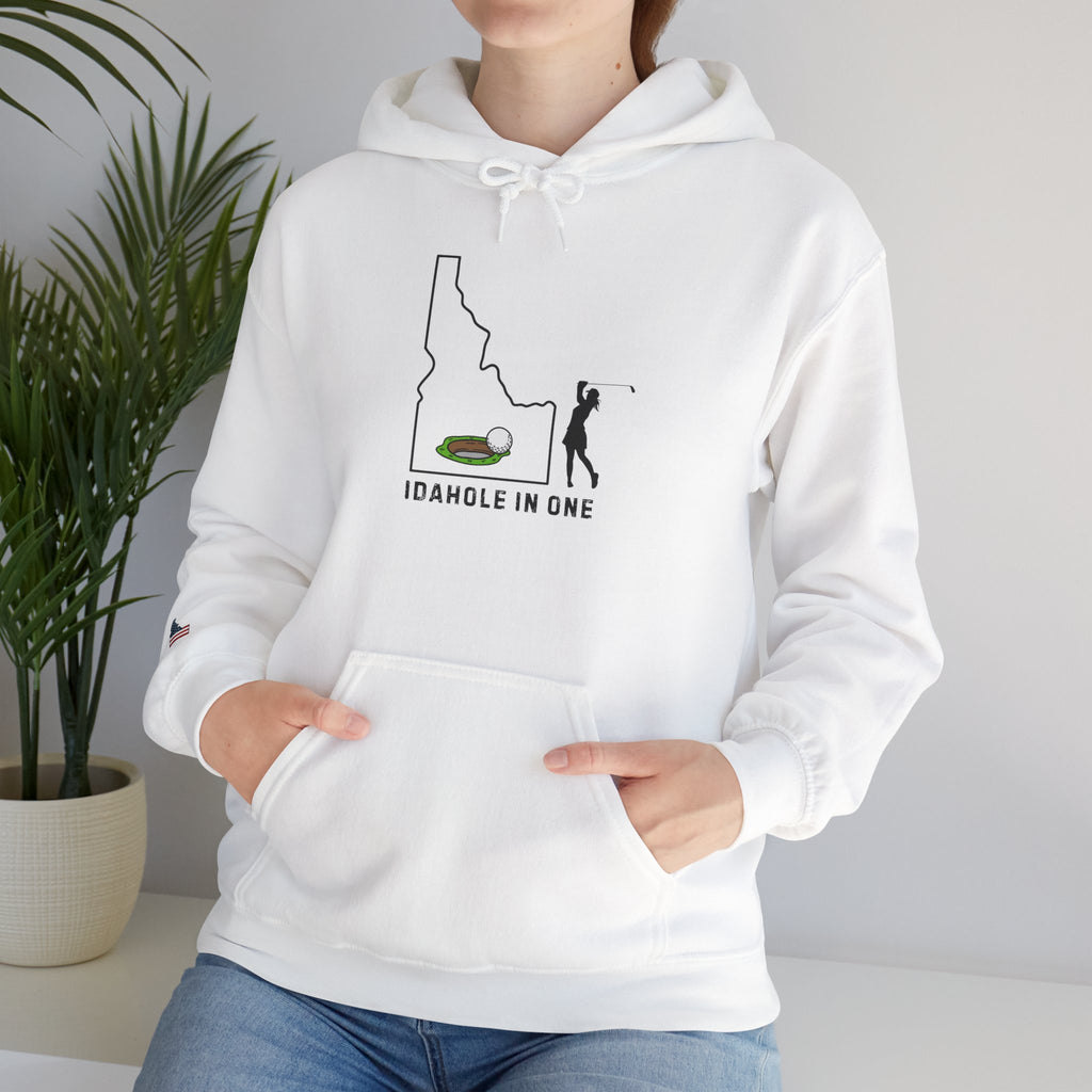 Idahole In One Women's Golf Hoodie With Sleeve Logo