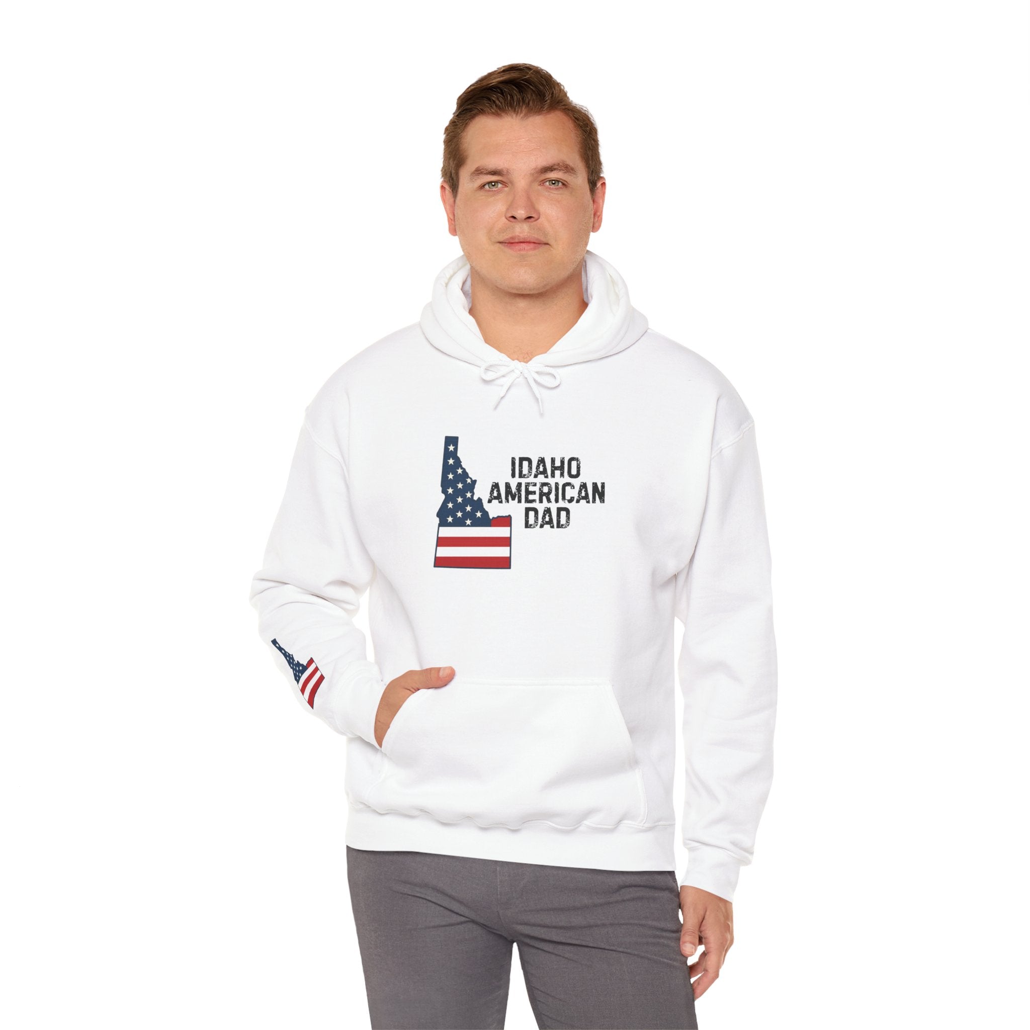 Idaho American Dad Hoodie with Sleeve Logo
